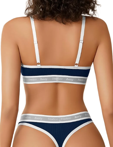 Avidlove Womens Lingerie Contrast Matching Workout Sports Bra and Panty Set 2 Piece Yoga Gym Bralette and Thong