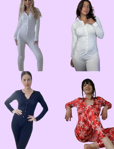Ekouaer Womens Onesie Adult Button One Piece Pajama Long Sleeve Onesie Pajamas Jumpsuit Sleepwear for Women