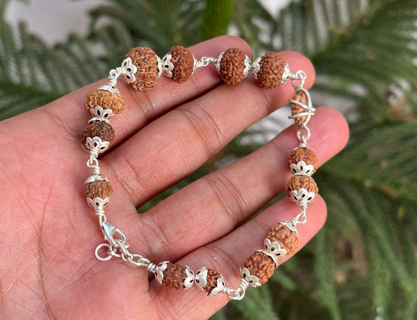 1 To 14 Mukhi Natural Rudraksha Bracelet With Silver Cap