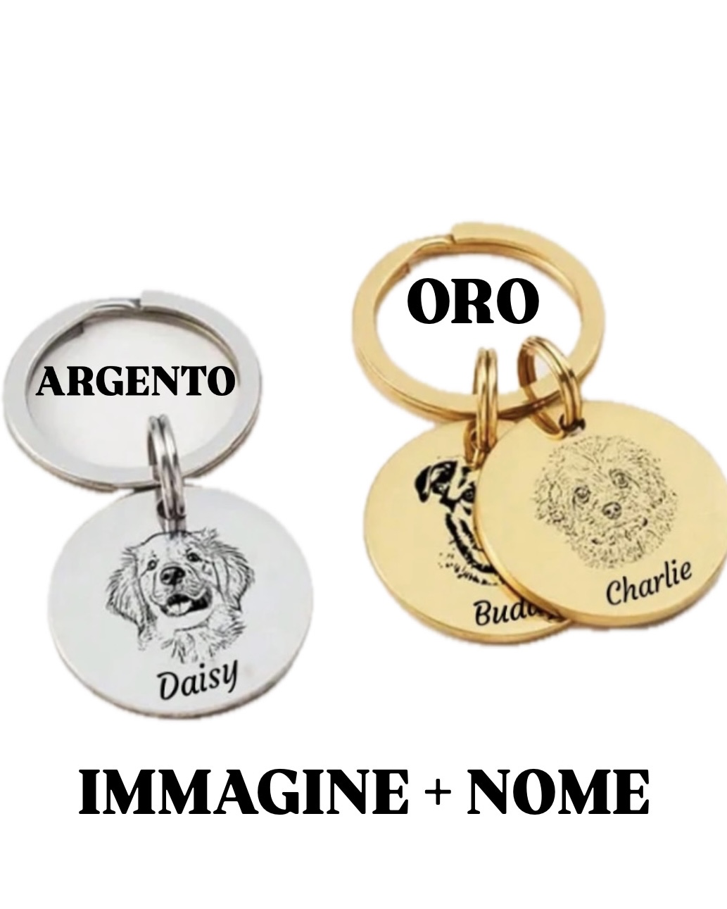 Portachiavi personalizzato con immagine e nome del tuo amico a 4zampe