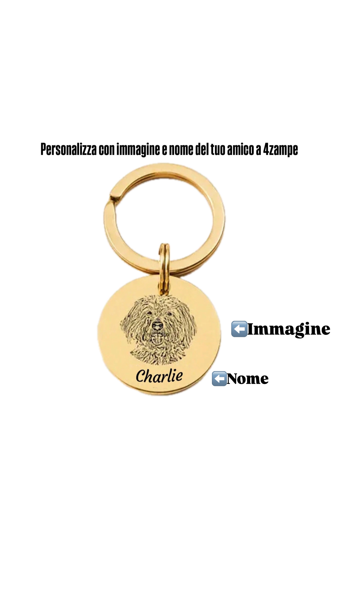 Portachiavi personalizzato con immagine e nome del tuo amico a 4zampe