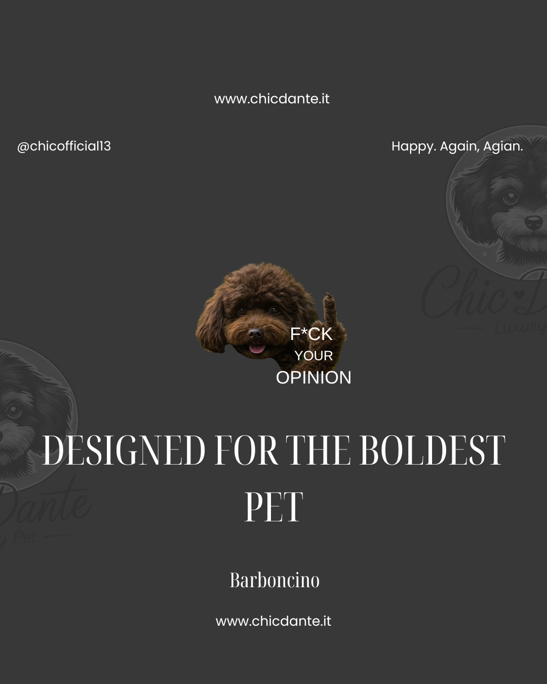 Felpa “F*ck Your Opinion” – Ricamo cane a scelta