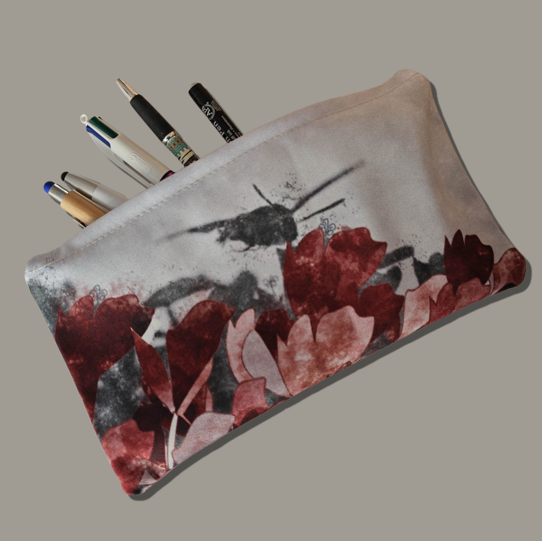 Trousse en tissu à motif colibri