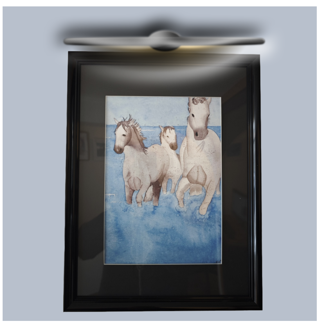 Aquarelle "Chevaux camarguais"