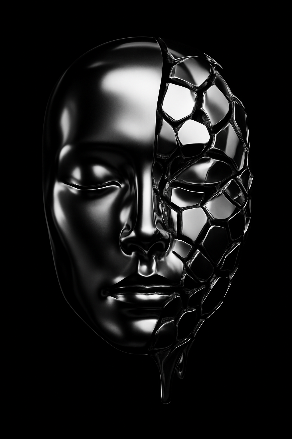 Black High-Gloss Sculpture Mask