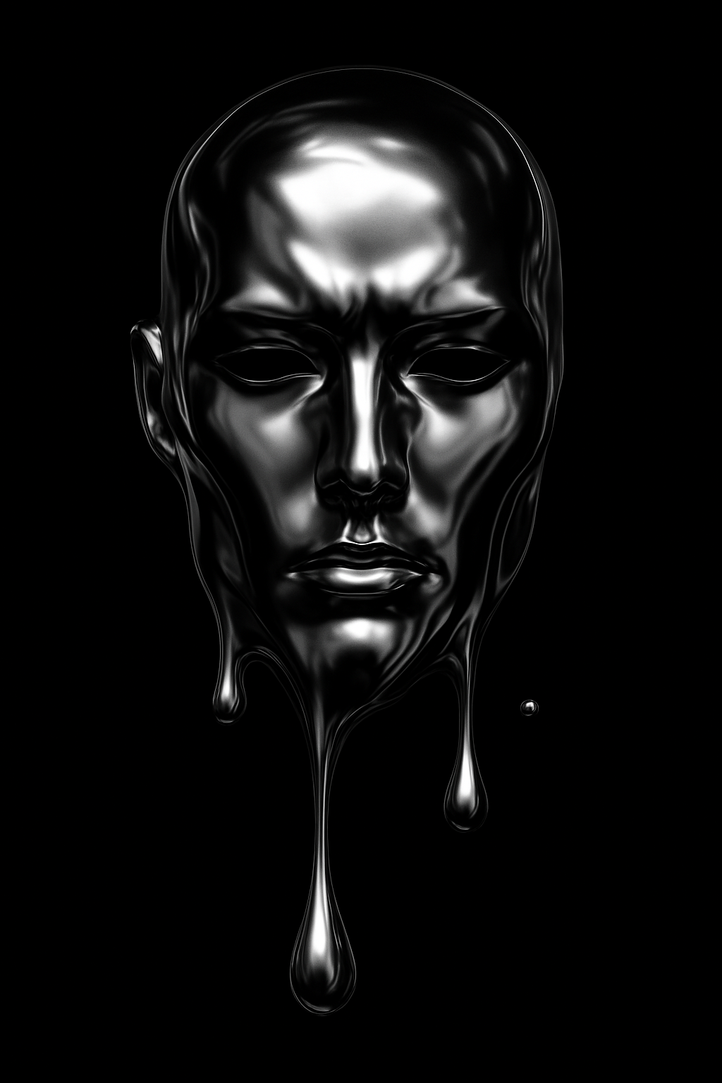 Modern Black Dripping Resin Sculpture