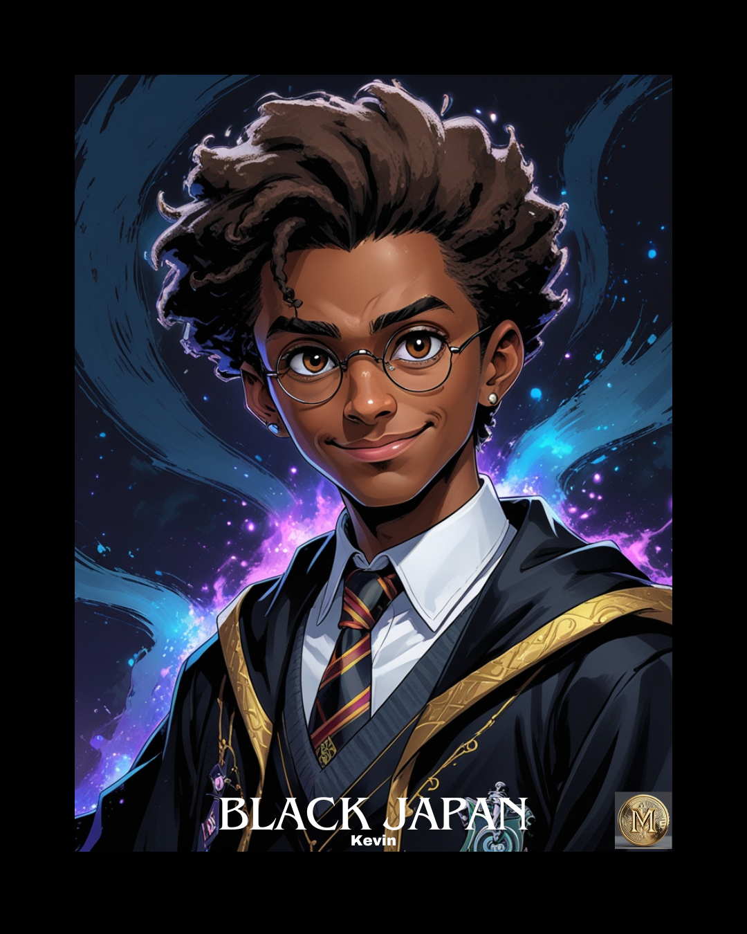 Black Japan Wizard Art Print