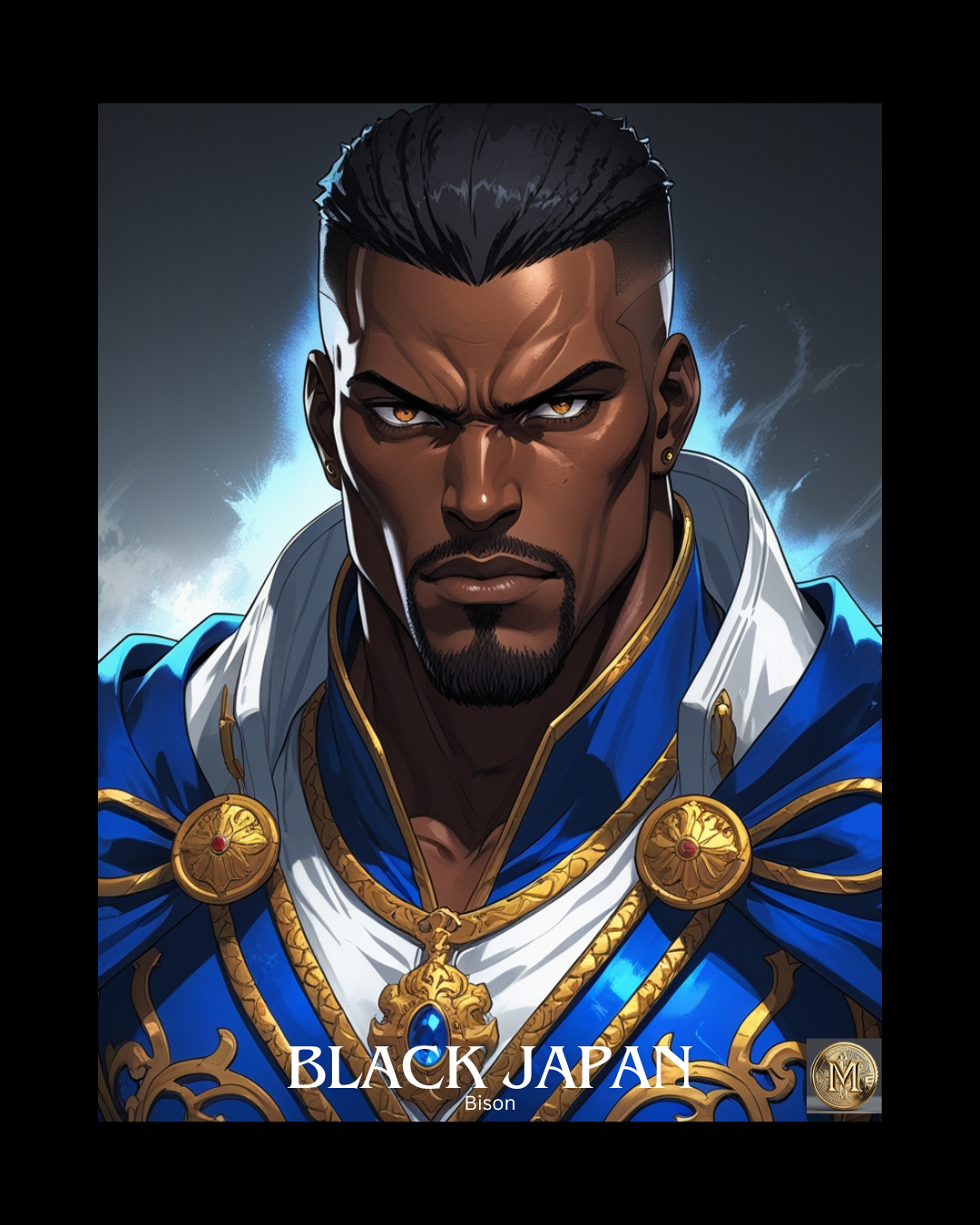 Black Japan Character Print