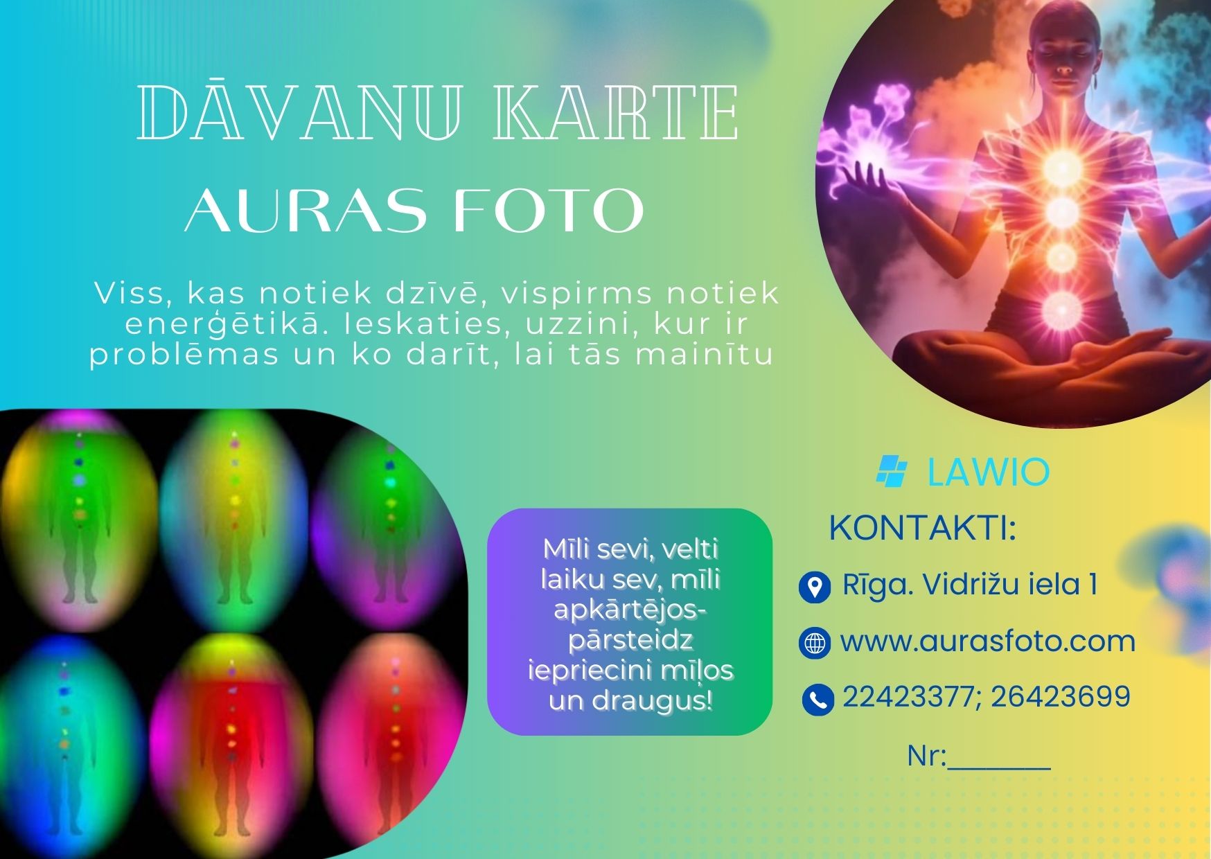 DĀVANU KARTE AURAS FOTO