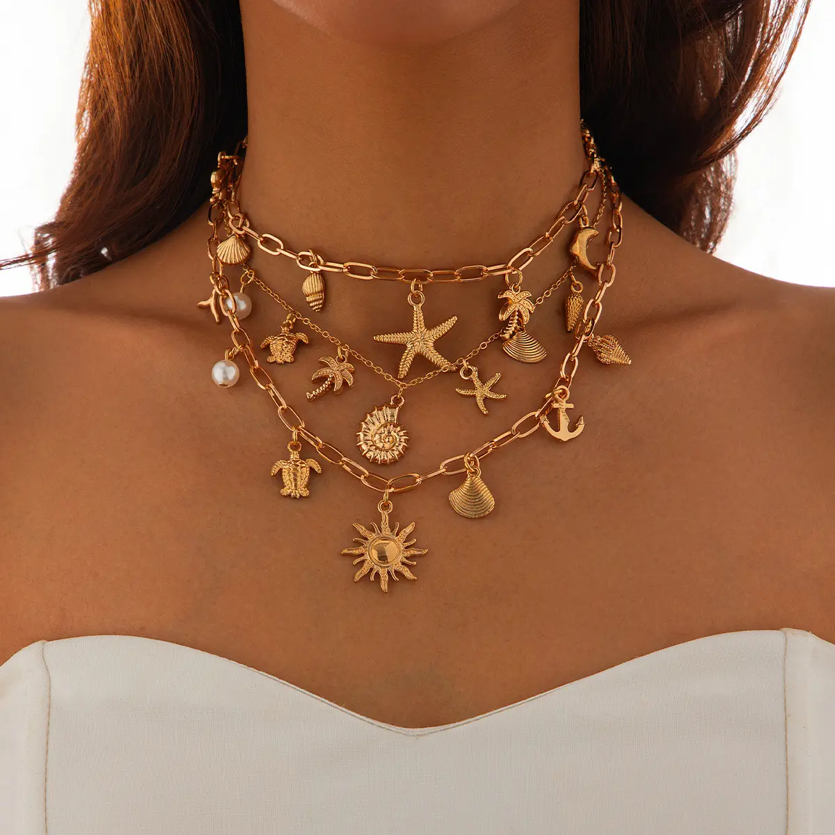 Gold Charm Layered Necklace