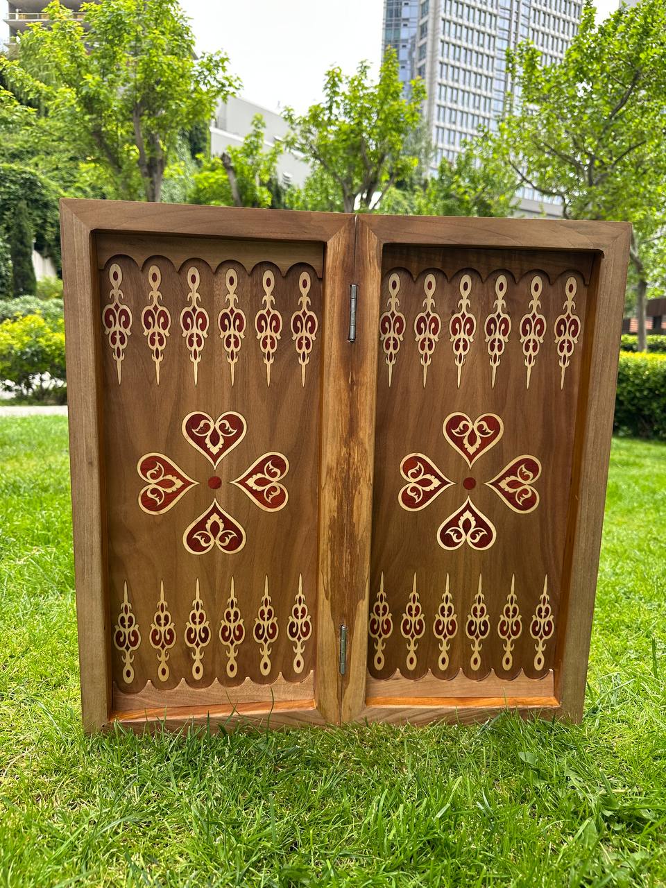 Hand-Carved Wooden Eagle backgammon