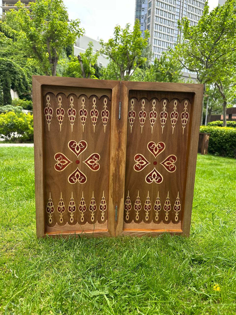 Hand-Carved Wooden Eagle backgammon