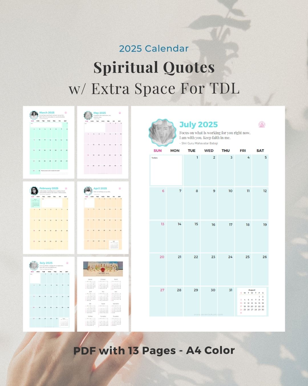 2025 Calendar Spiritual Quotes - Mid Year Discount Updated