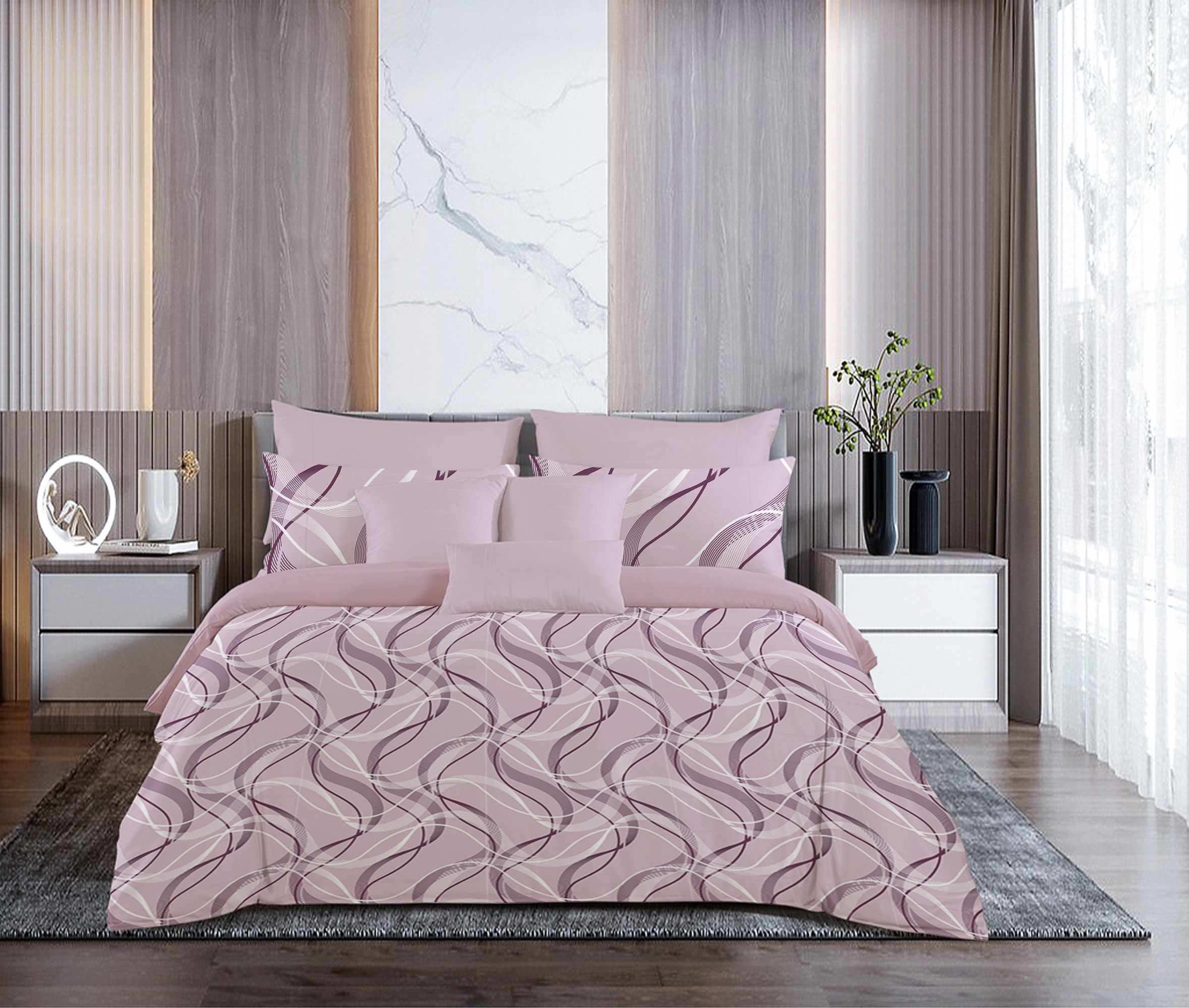 Lila Ahenk Çift Kişilik Nevresim Takımı %100 Pamuk