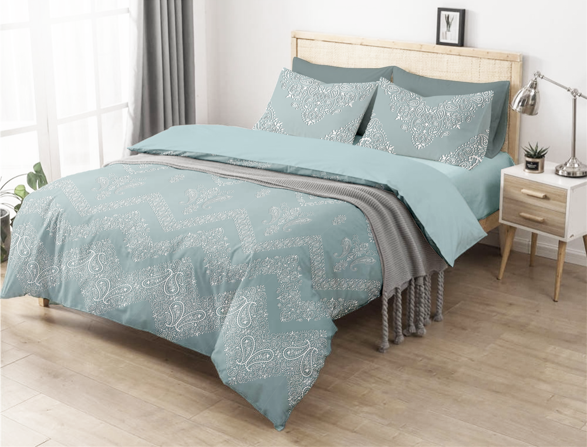 Aqua Ferahlığı Çift Kişilik Nevresim Takımı %100 Pamuk