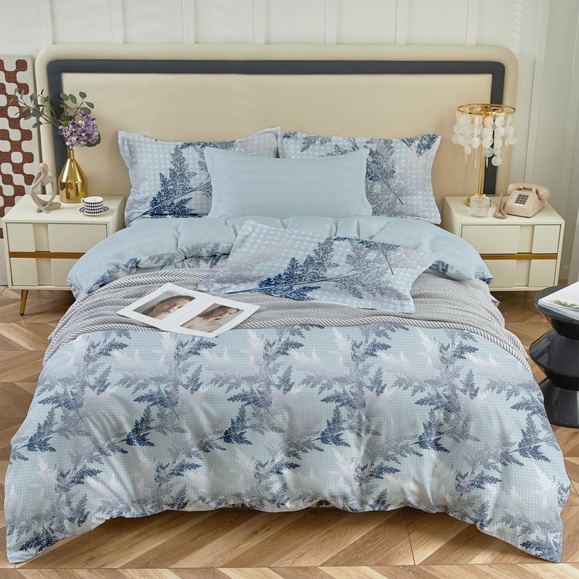 Mavi Hazan Çift Kişilik Nevresim Takımı %100 Pamuk