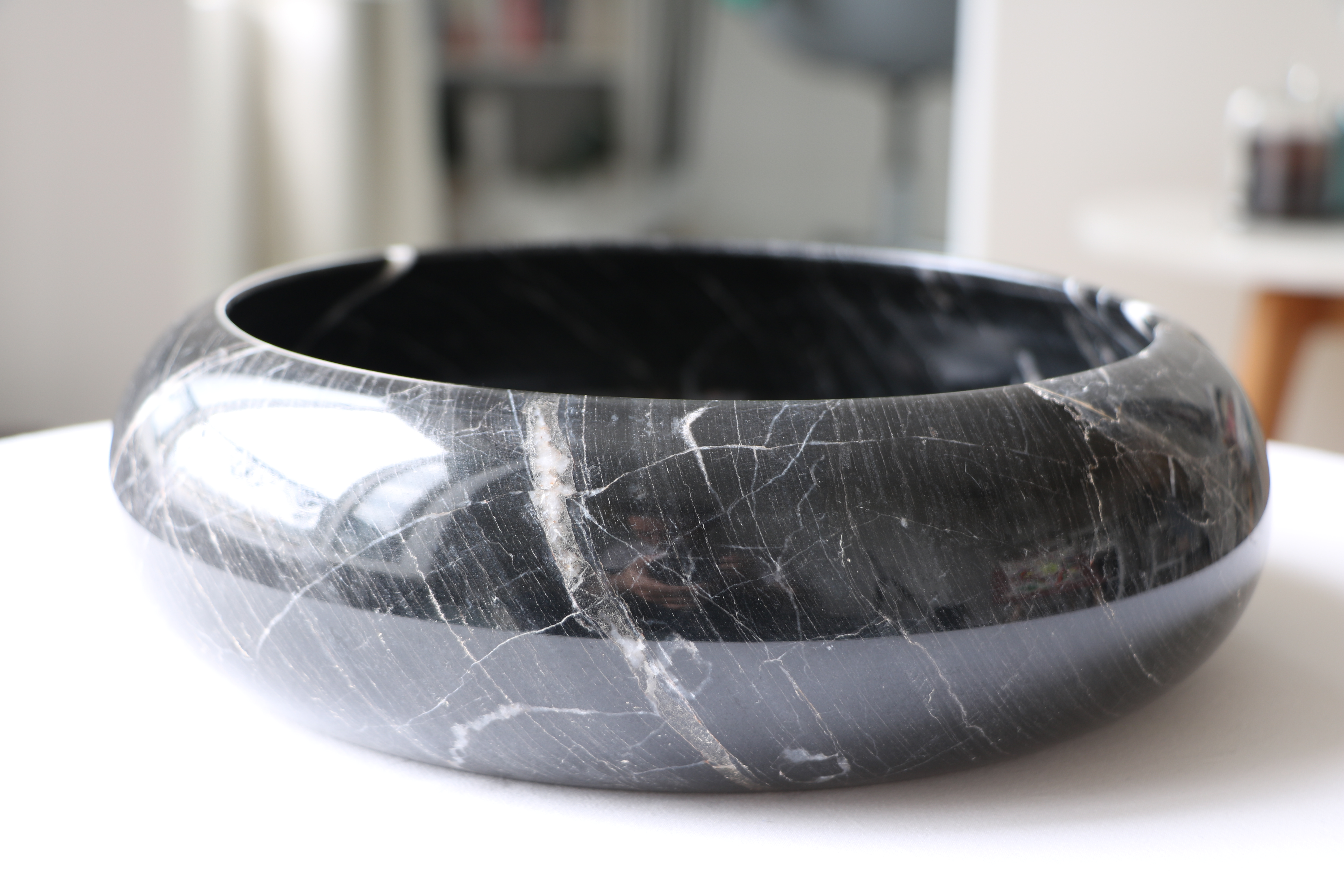 Bol Rond en Marbre Noir Poli – Ø20 cm