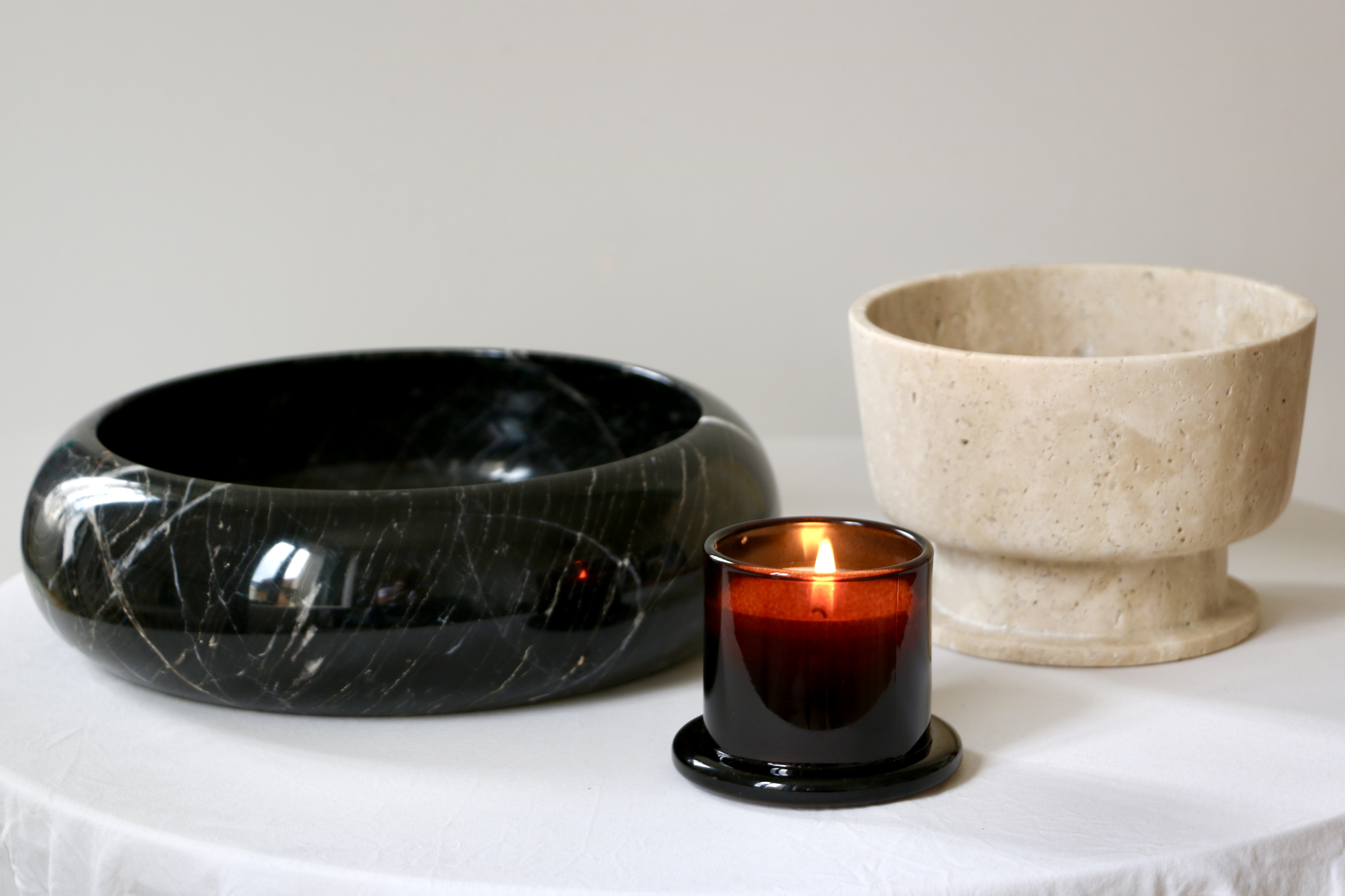 Bol Rond en Marbre Noir Poli – Ø20 cm