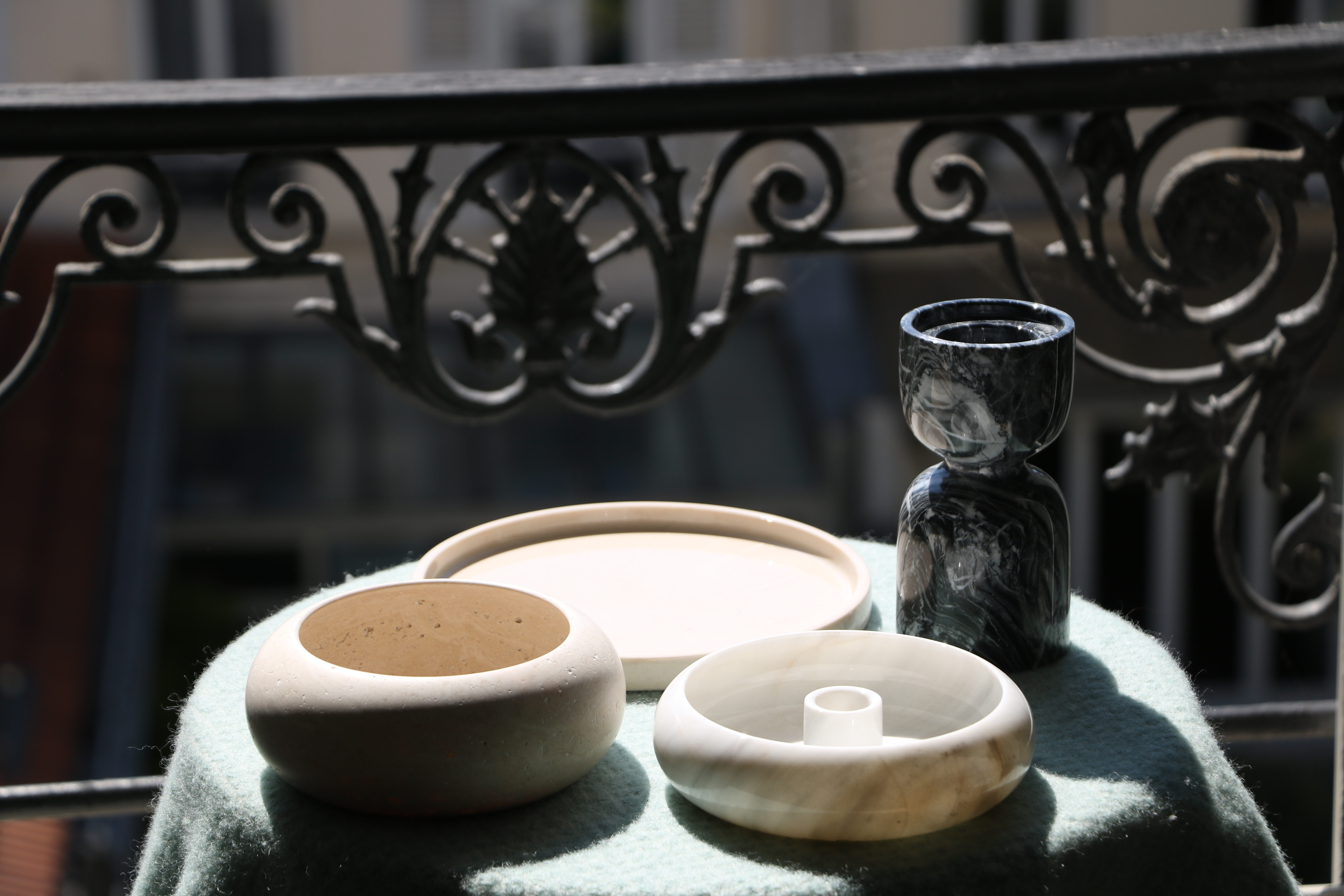 Bougeoir rond en Marbre Blanc – Ø15 cm