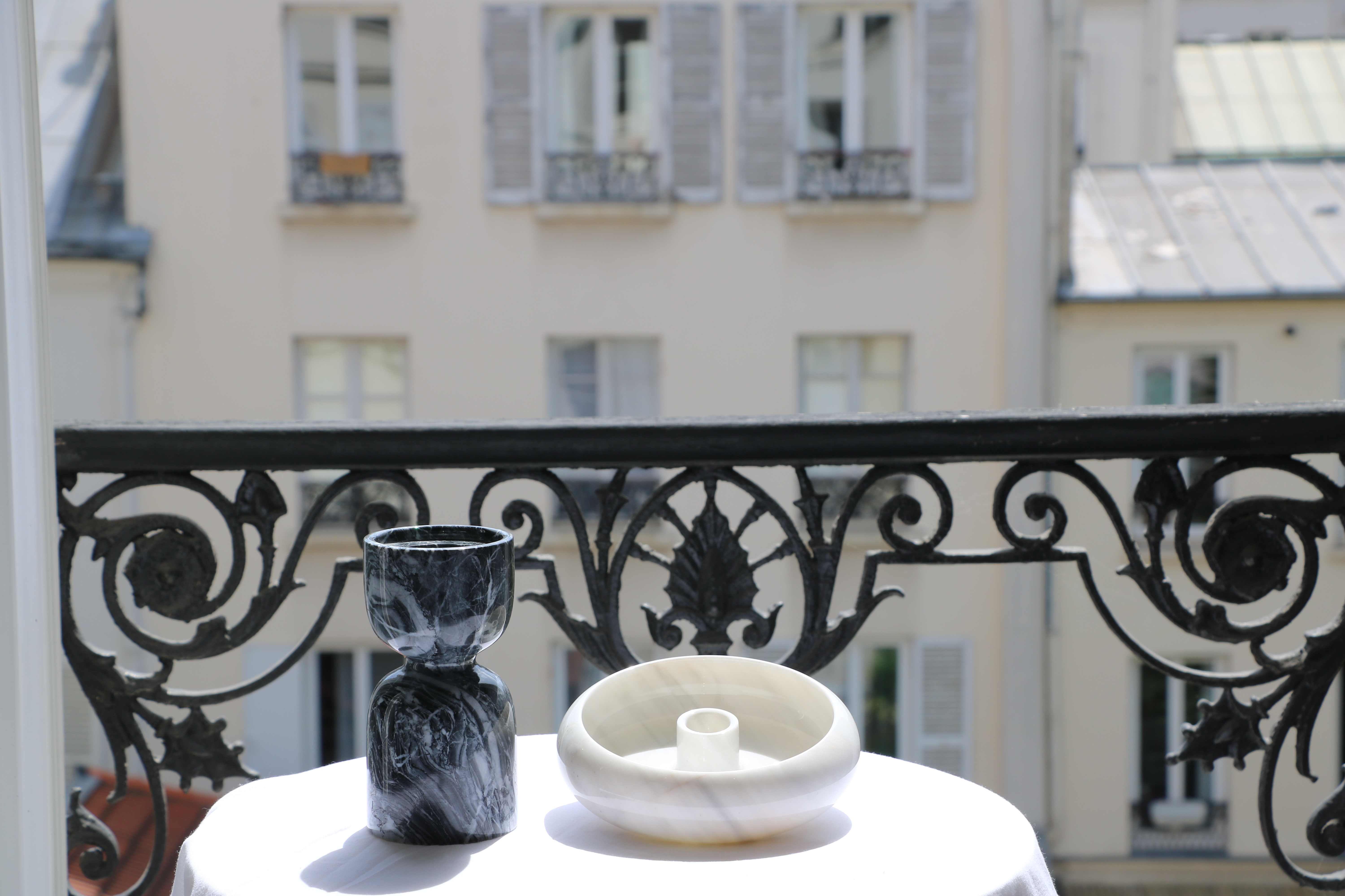 Bougeoir rond en Marbre Blanc – Ø15 cm