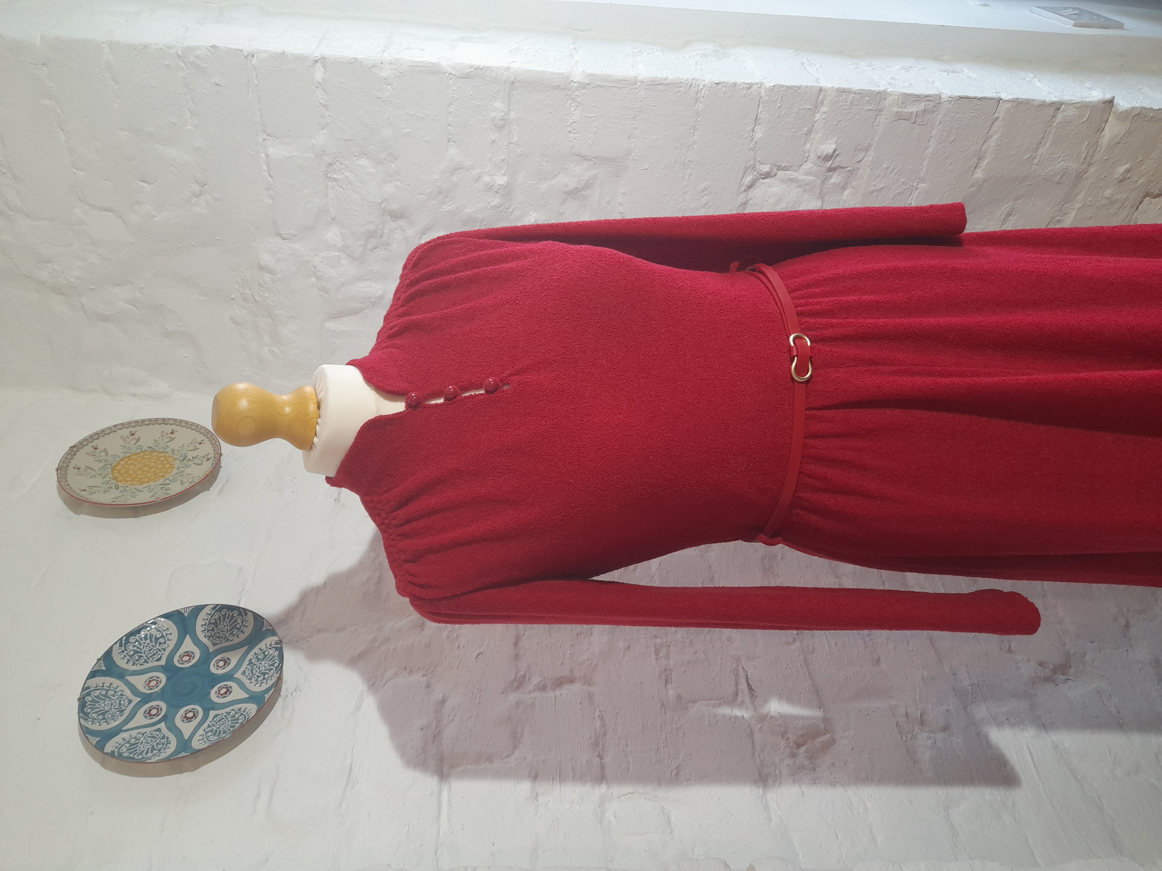 70's Vintage Red Long-Sleeve Dress