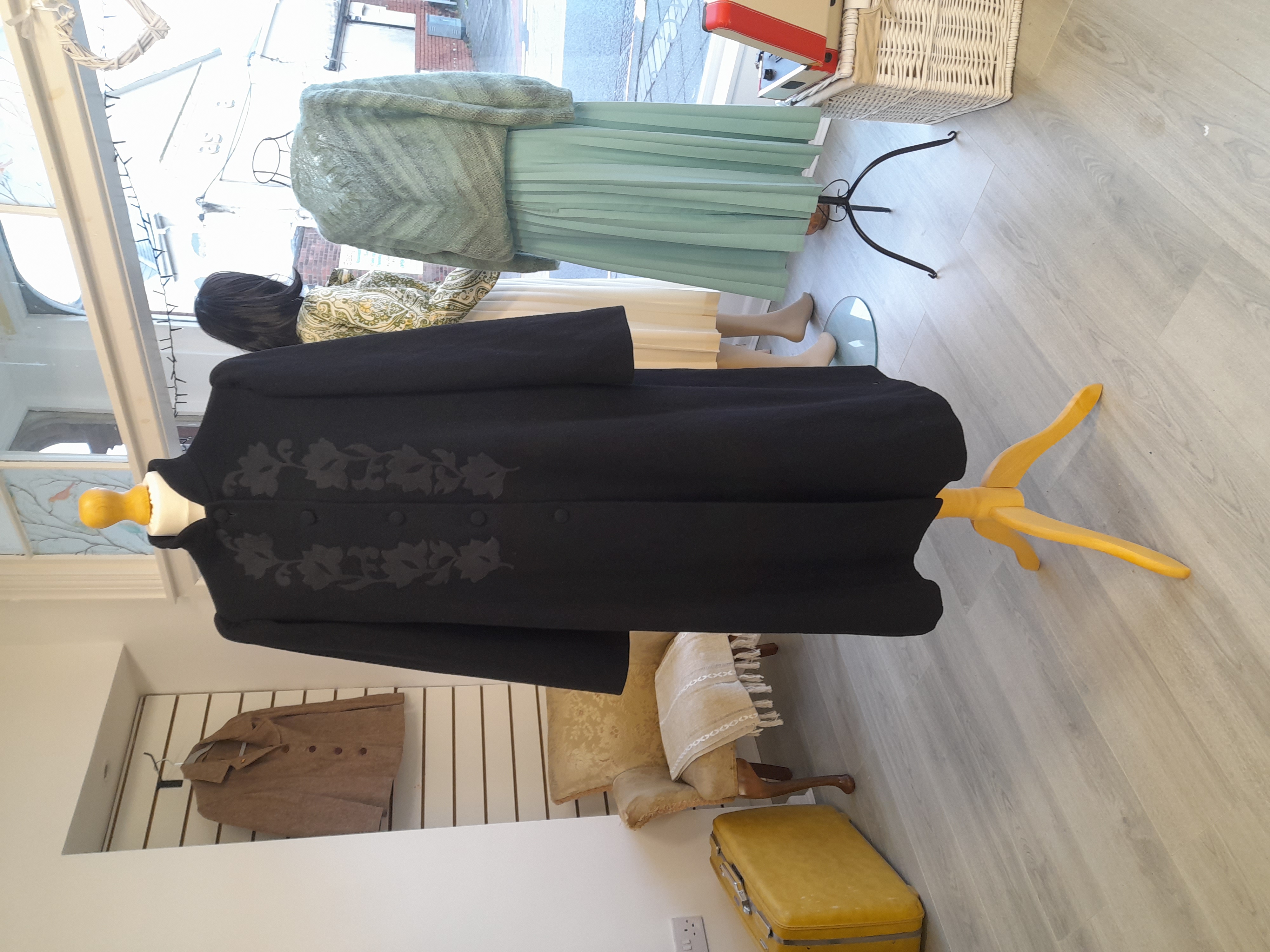 Vintage 100% Wool Black Overcoat from Paris 