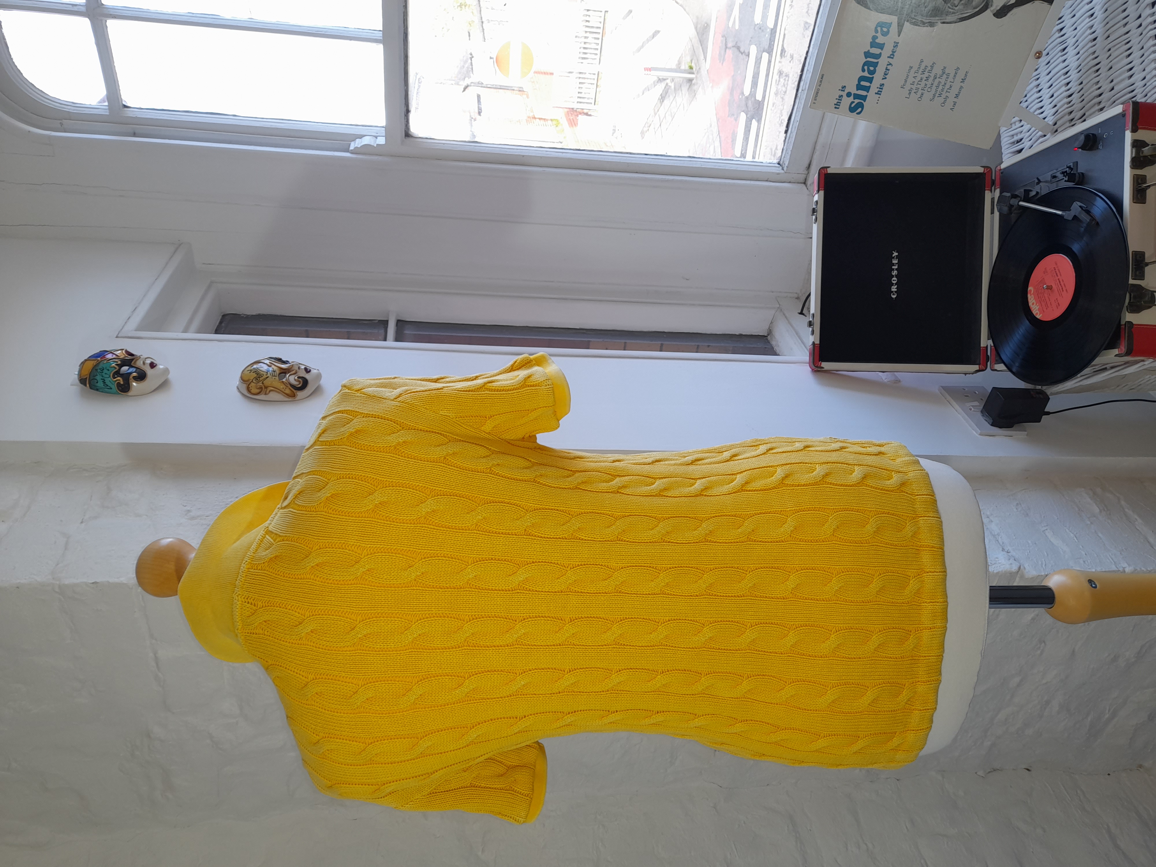 Yellow Cable Knit Polo Shirt