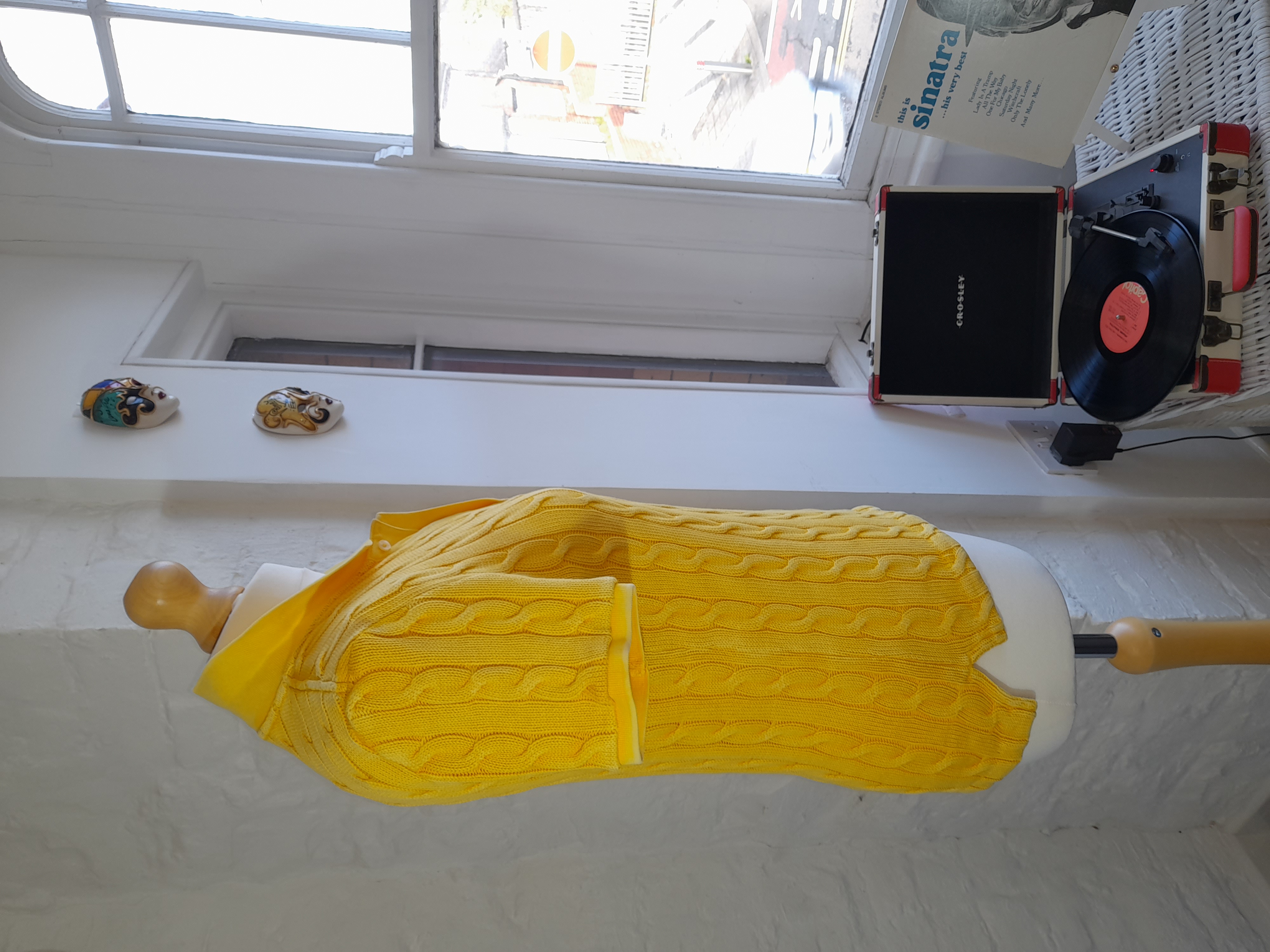 Yellow Cable Knit Polo Shirt