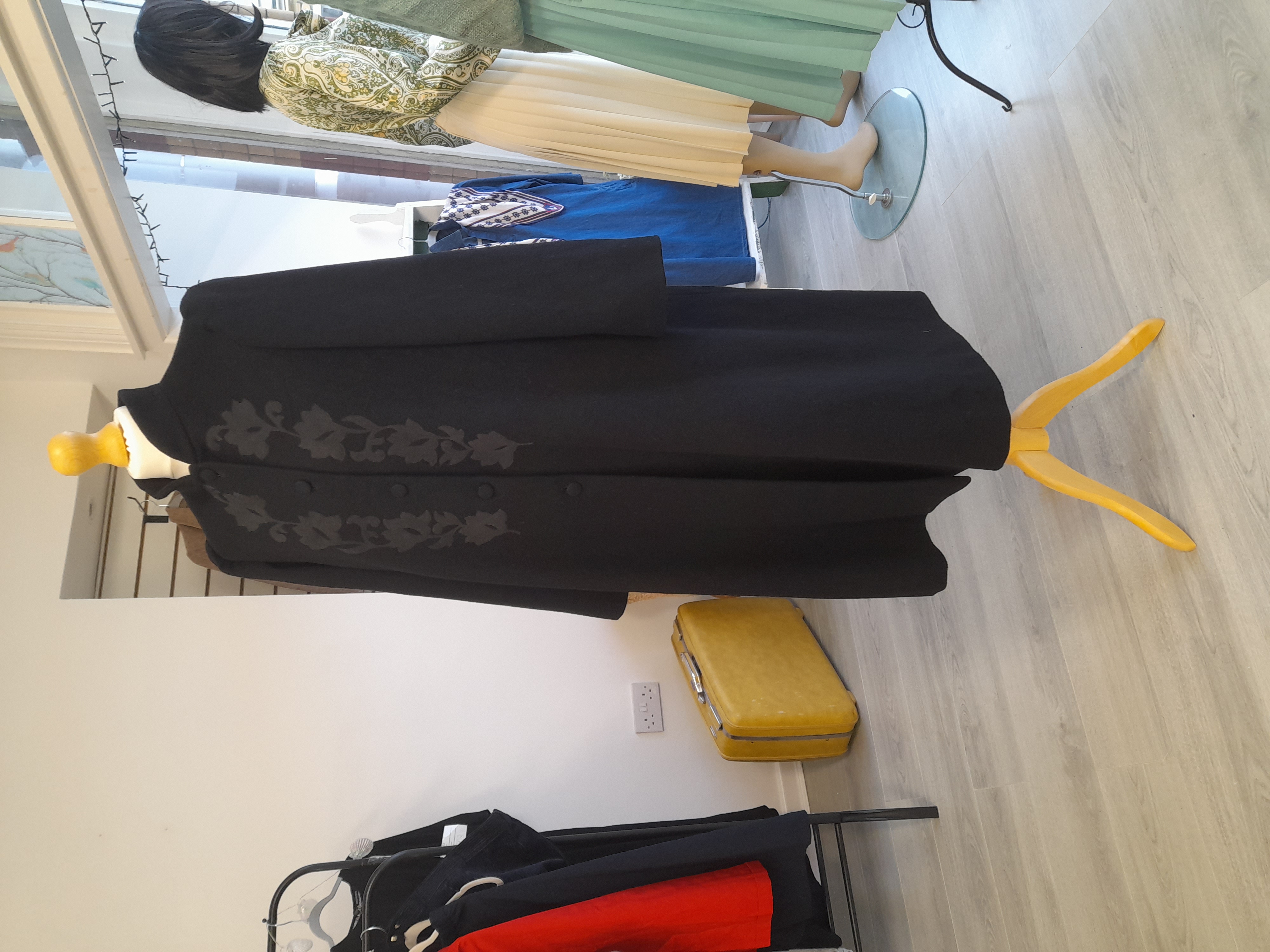 Vintage 100% Wool Black Overcoat from Paris 