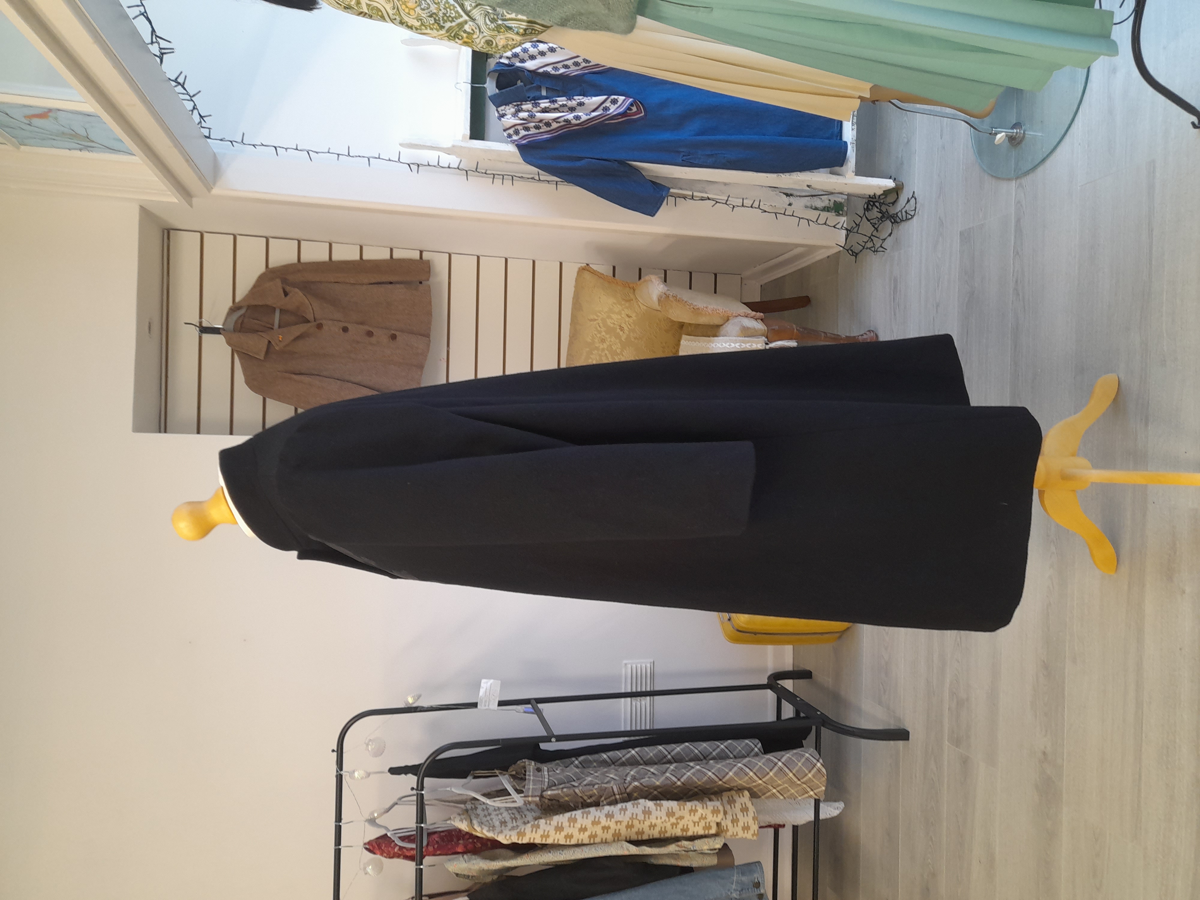 Vintage 100% Wool Black Overcoat from Paris 