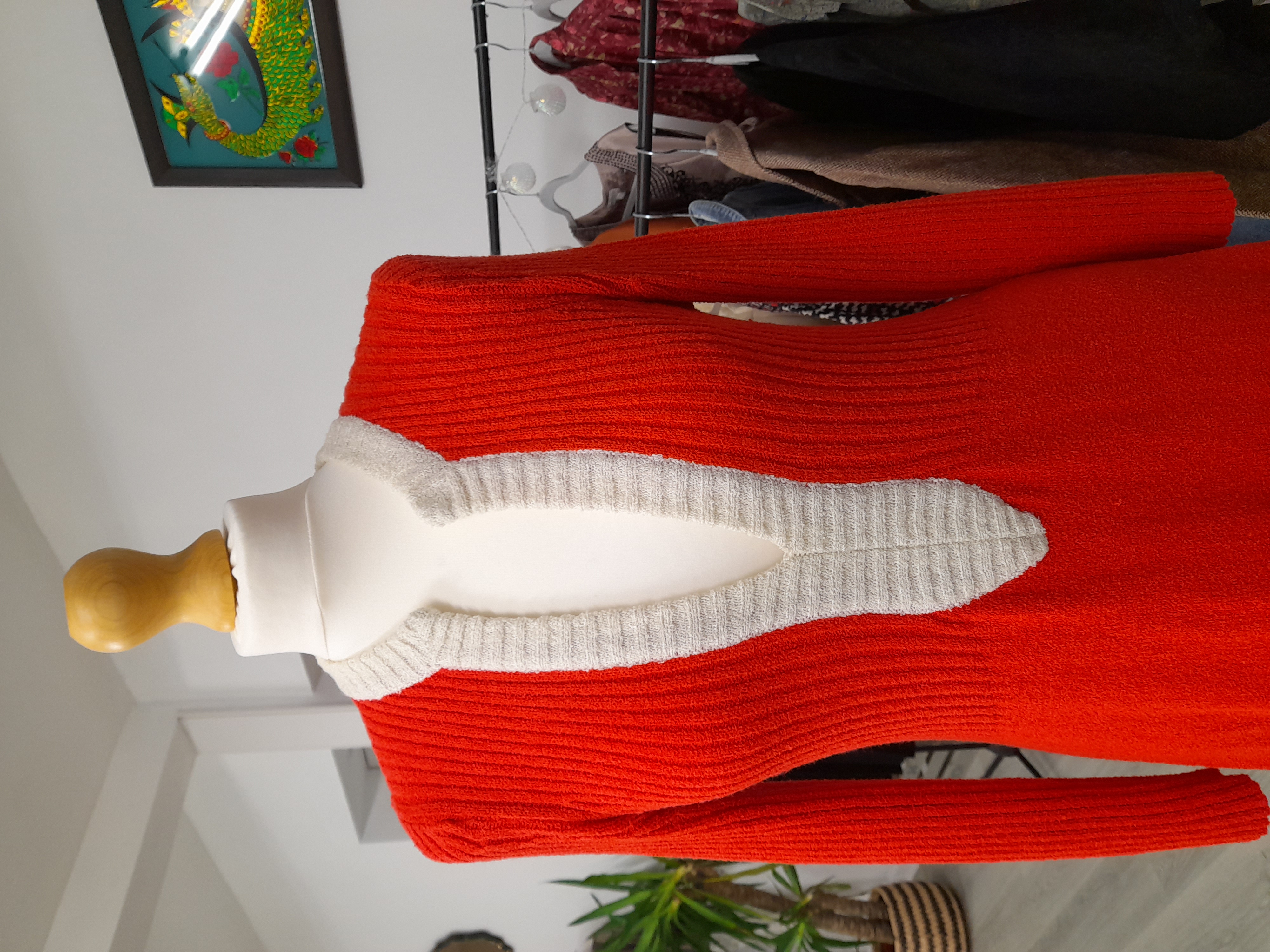 Red Knitted Orange Dress