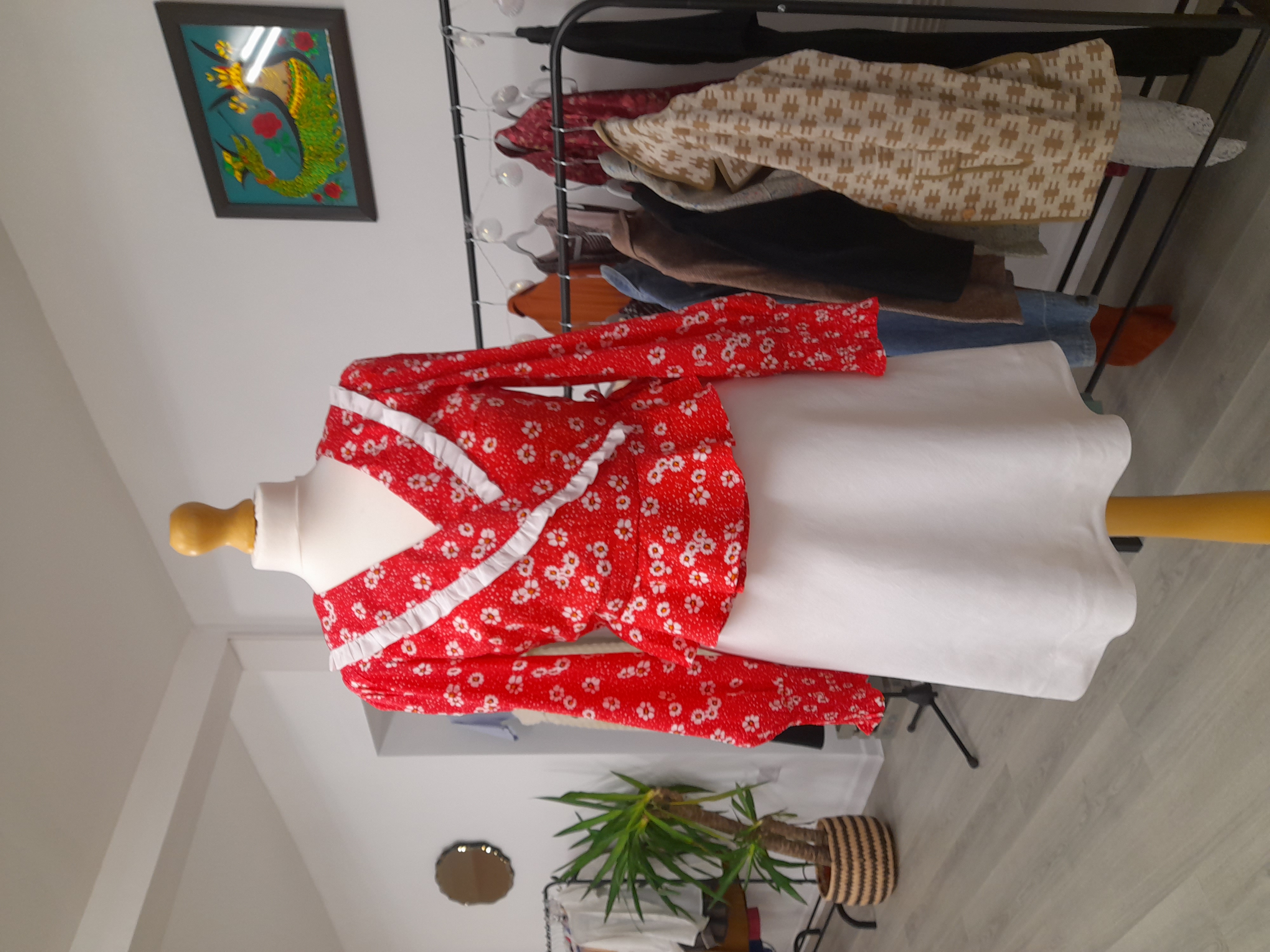 Wednesday's Girl Red Floral Blouse 