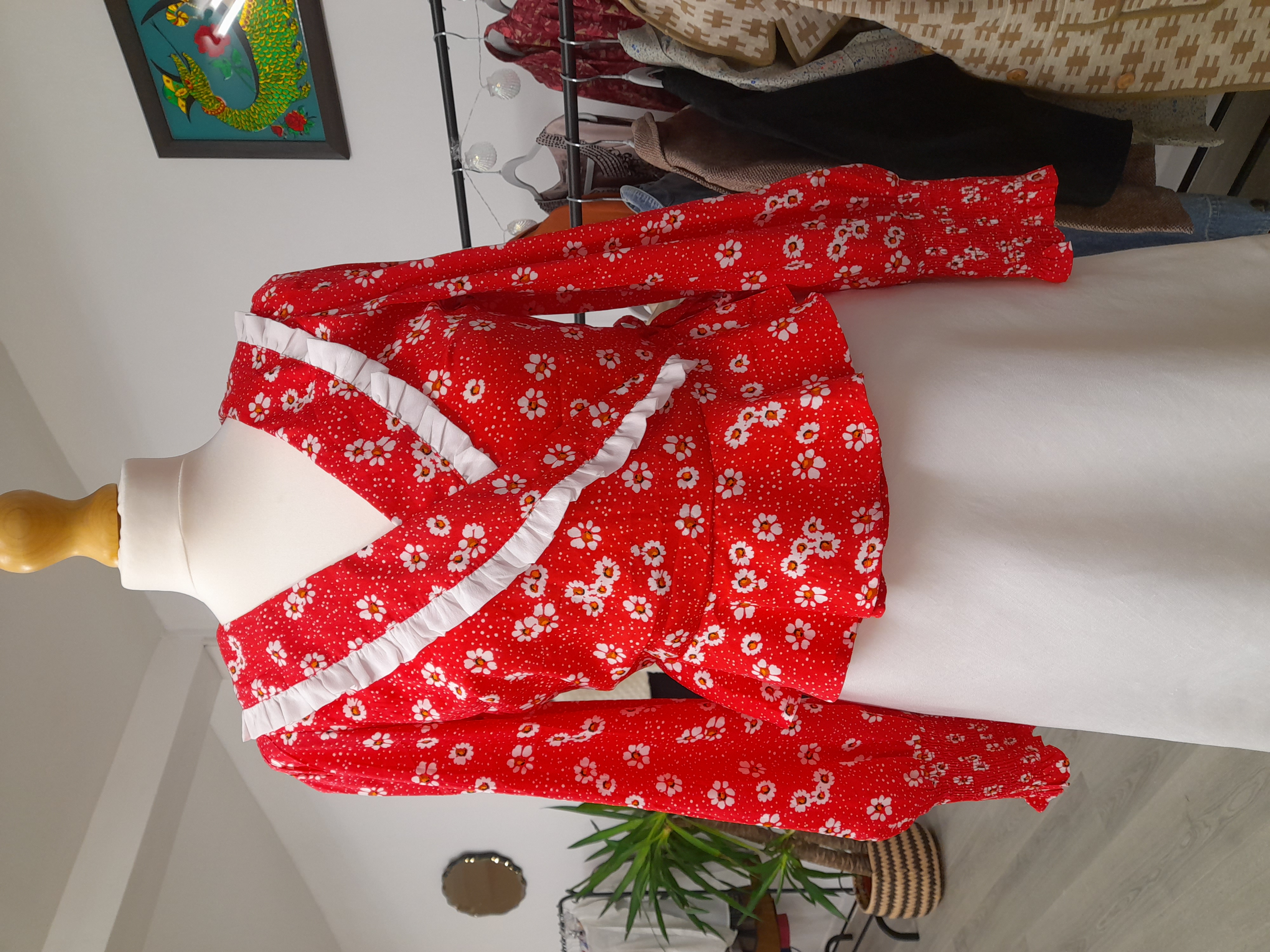 Wednesday's Girl Red Floral Blouse 