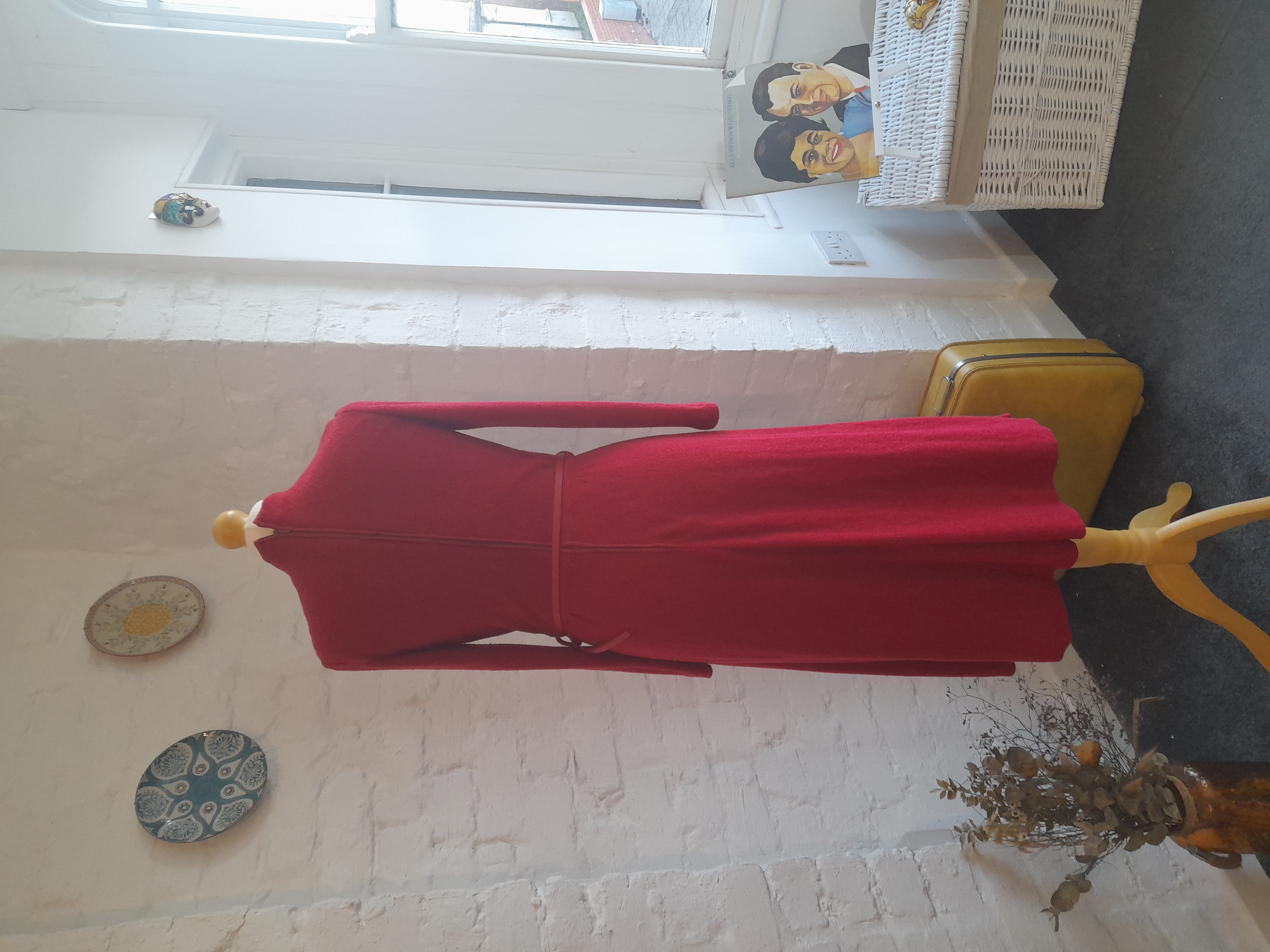70's Vintage Red Long-Sleeve Dress