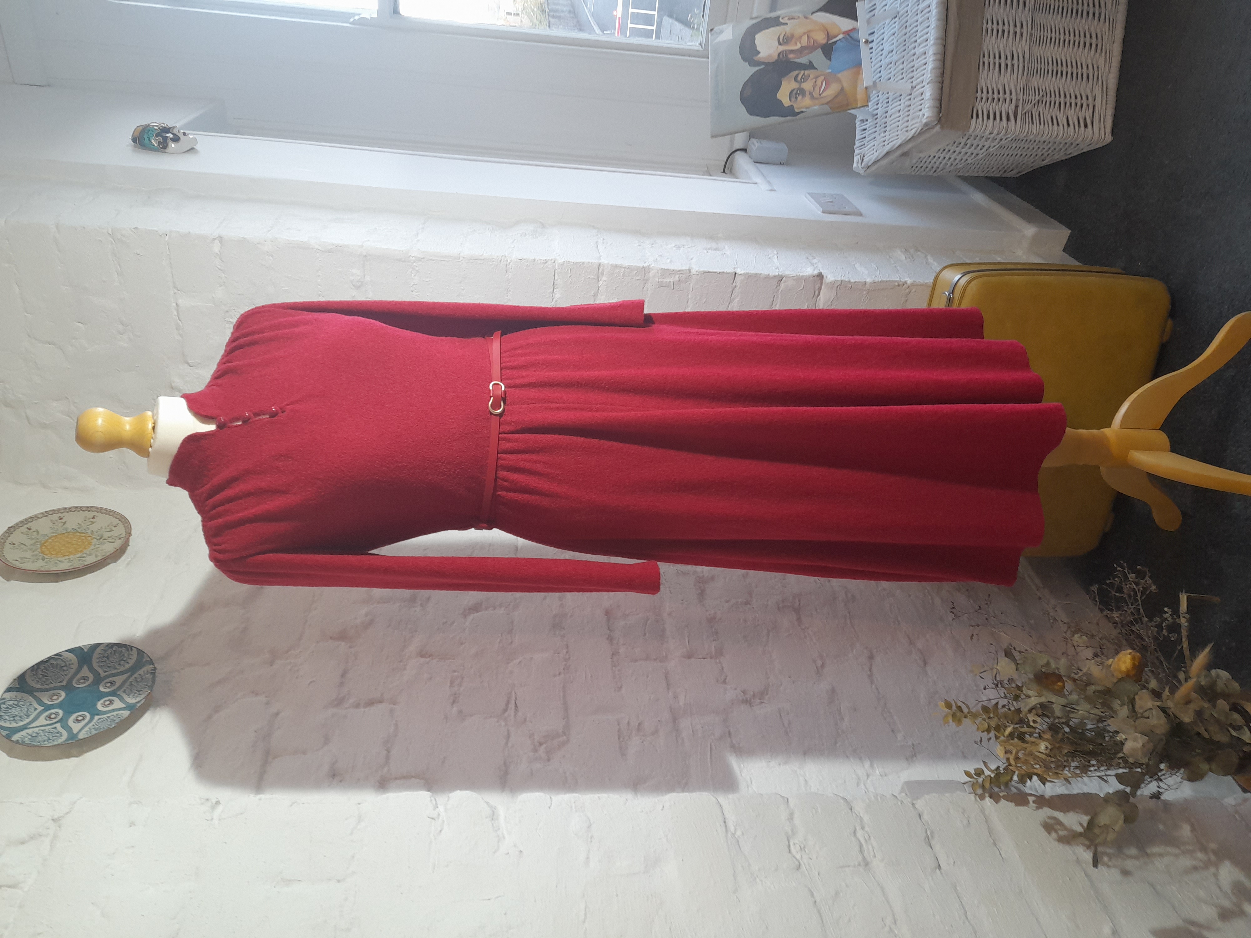 70's Vintage Betty Barclay Red Long-Sleeve Dress