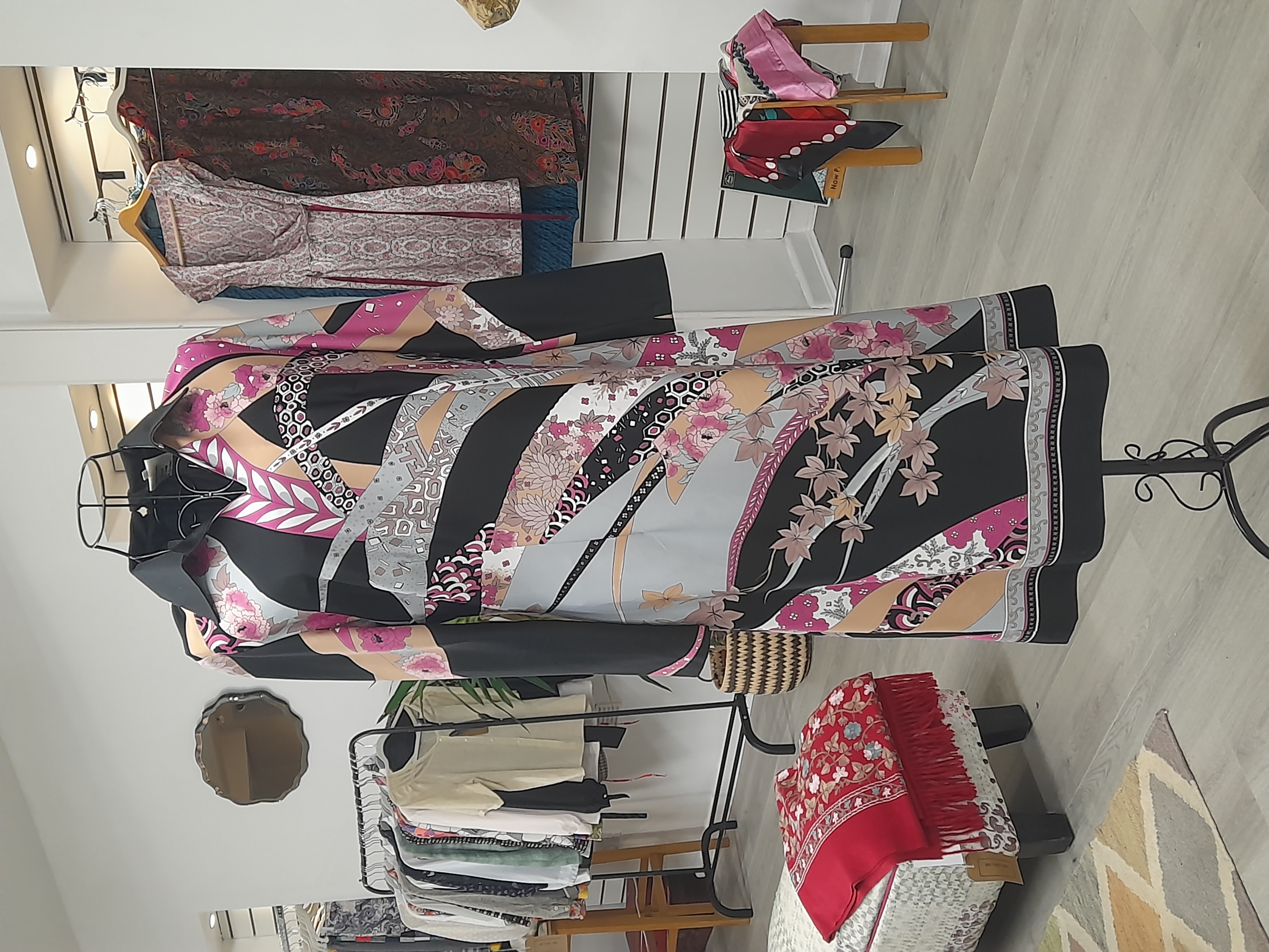 Multi-color 60s midi dress