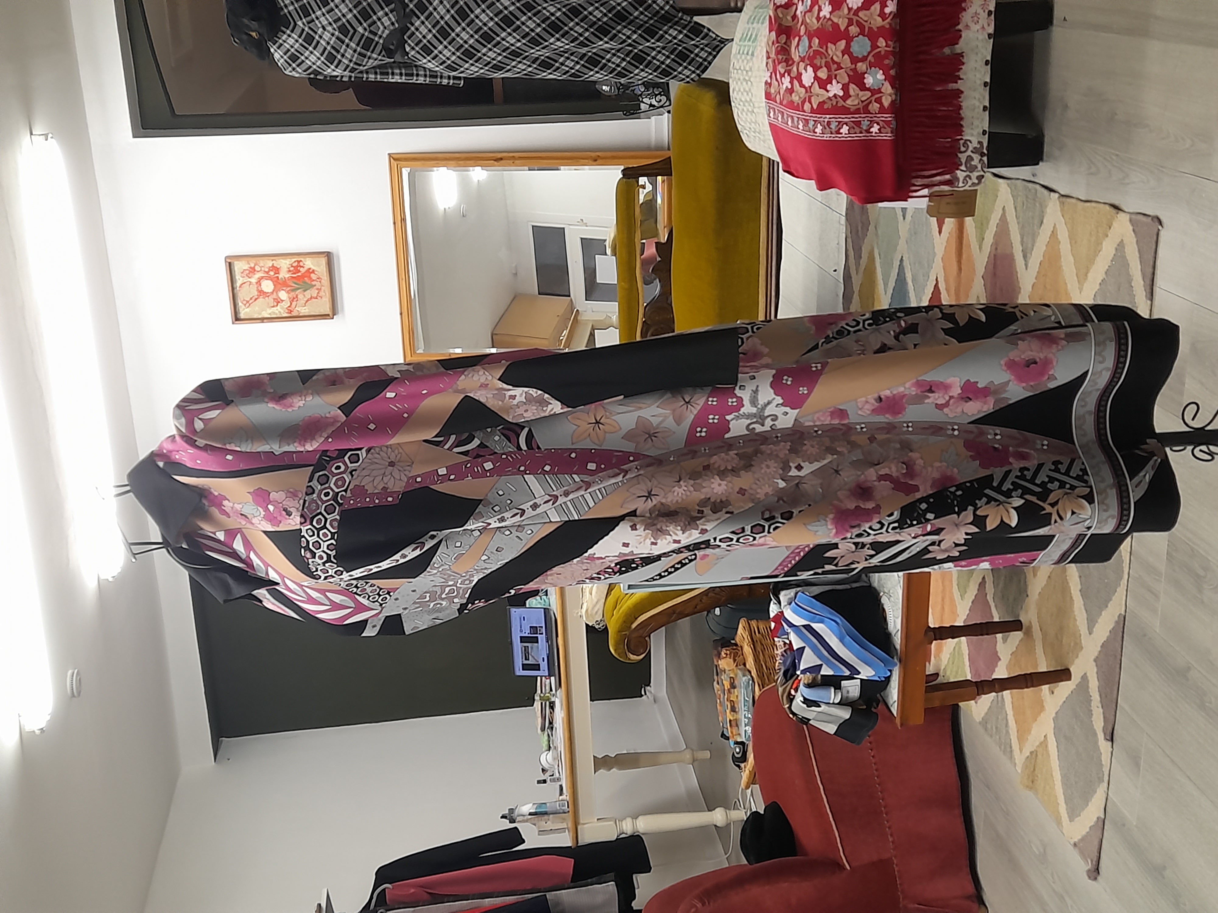 Multi-color 60s midi dress