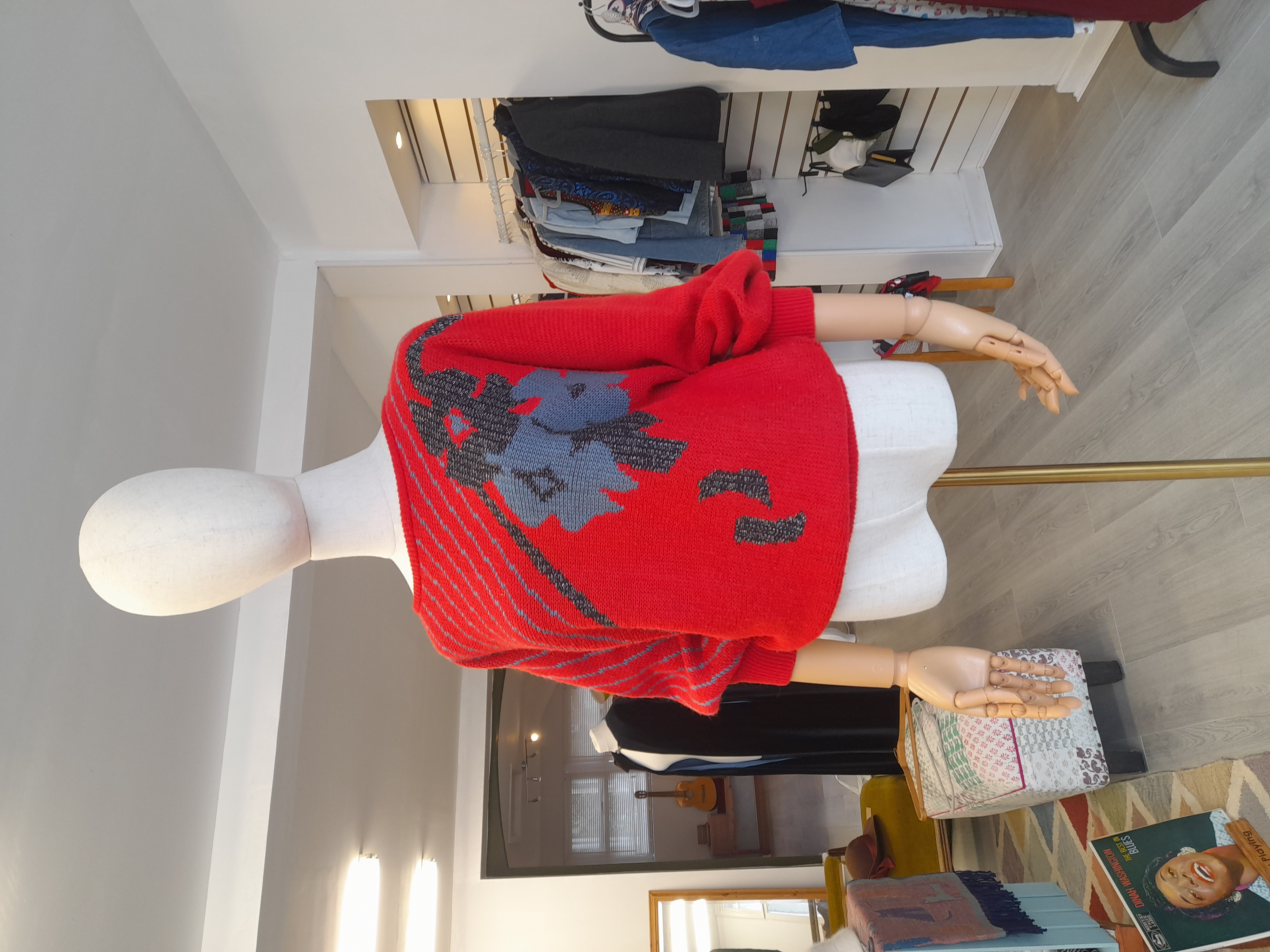 Vintage 70s 80s I love TOPS Red Jumper, Size M