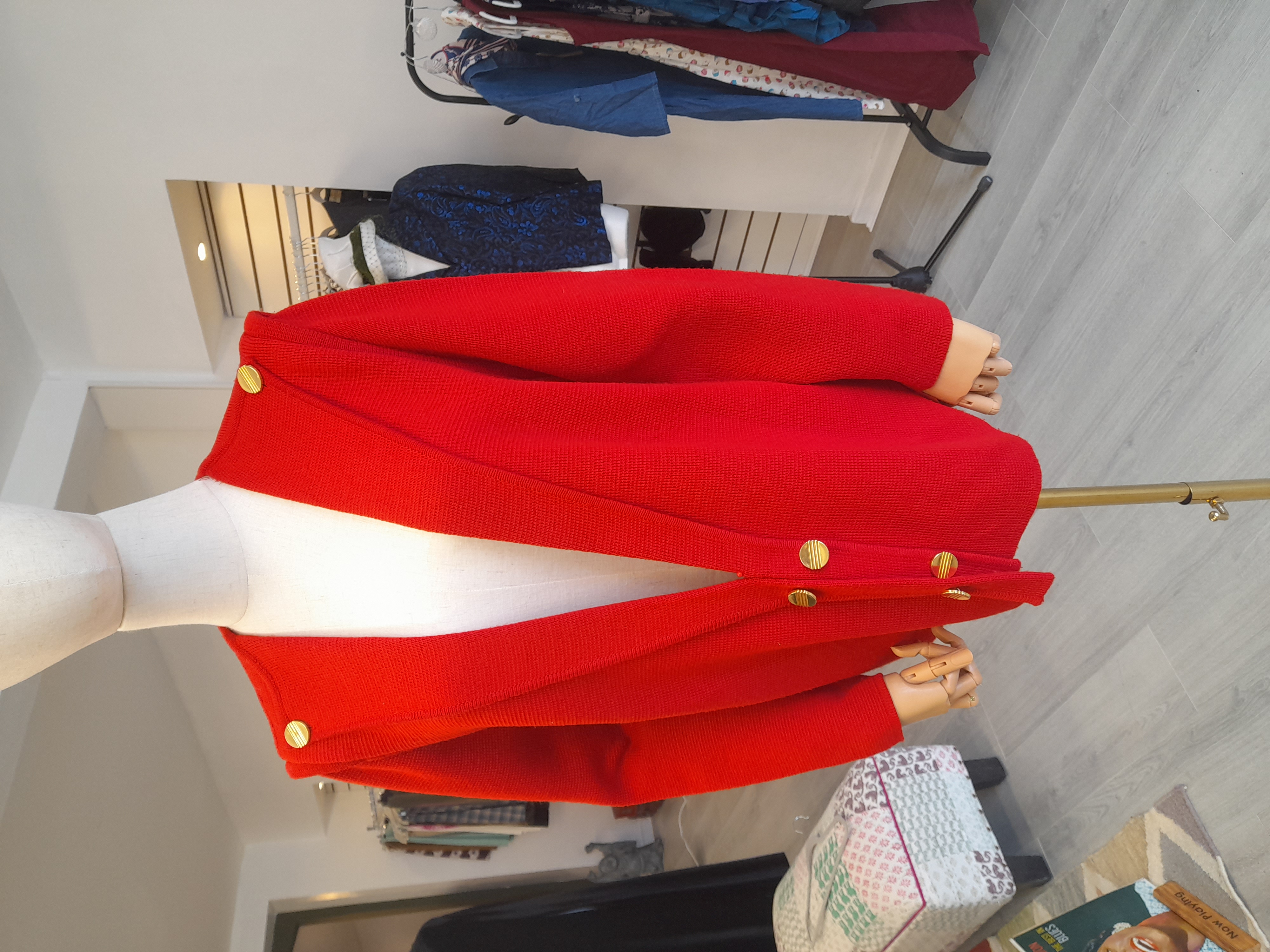 Vintage 80s Wool blend cardigan with gold yellow bottoms 