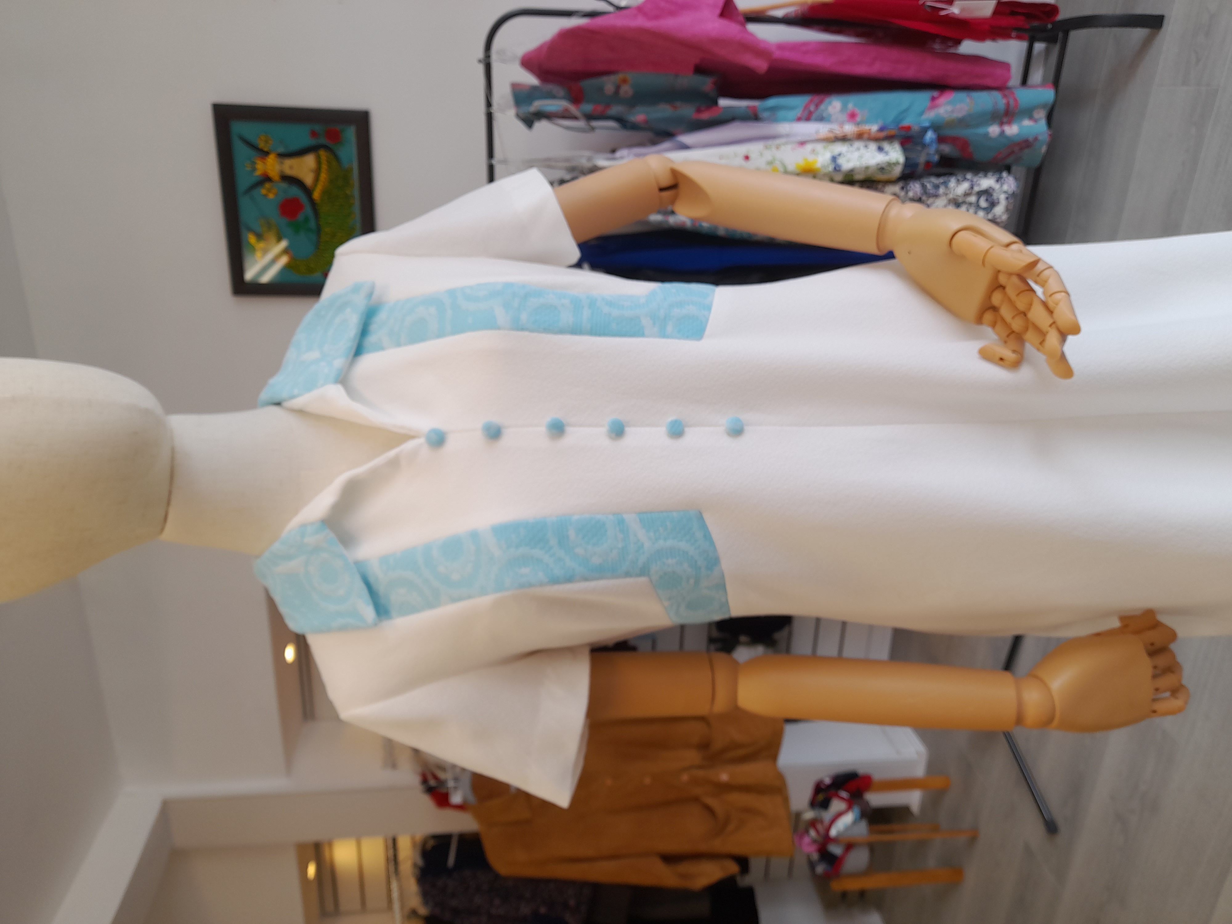 60's Vintage White and Blue Dress