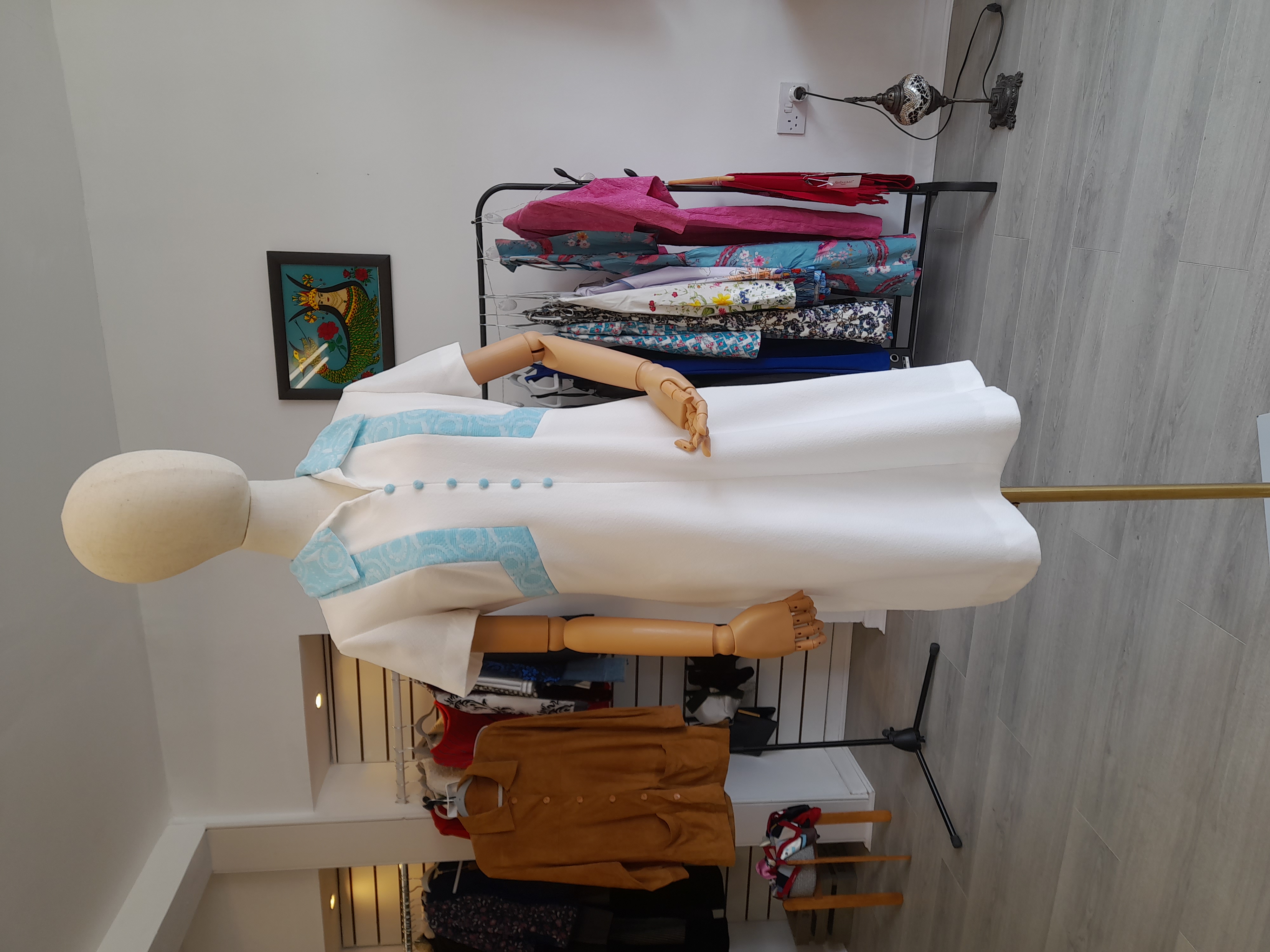 60's Vintage White and Blue Dress