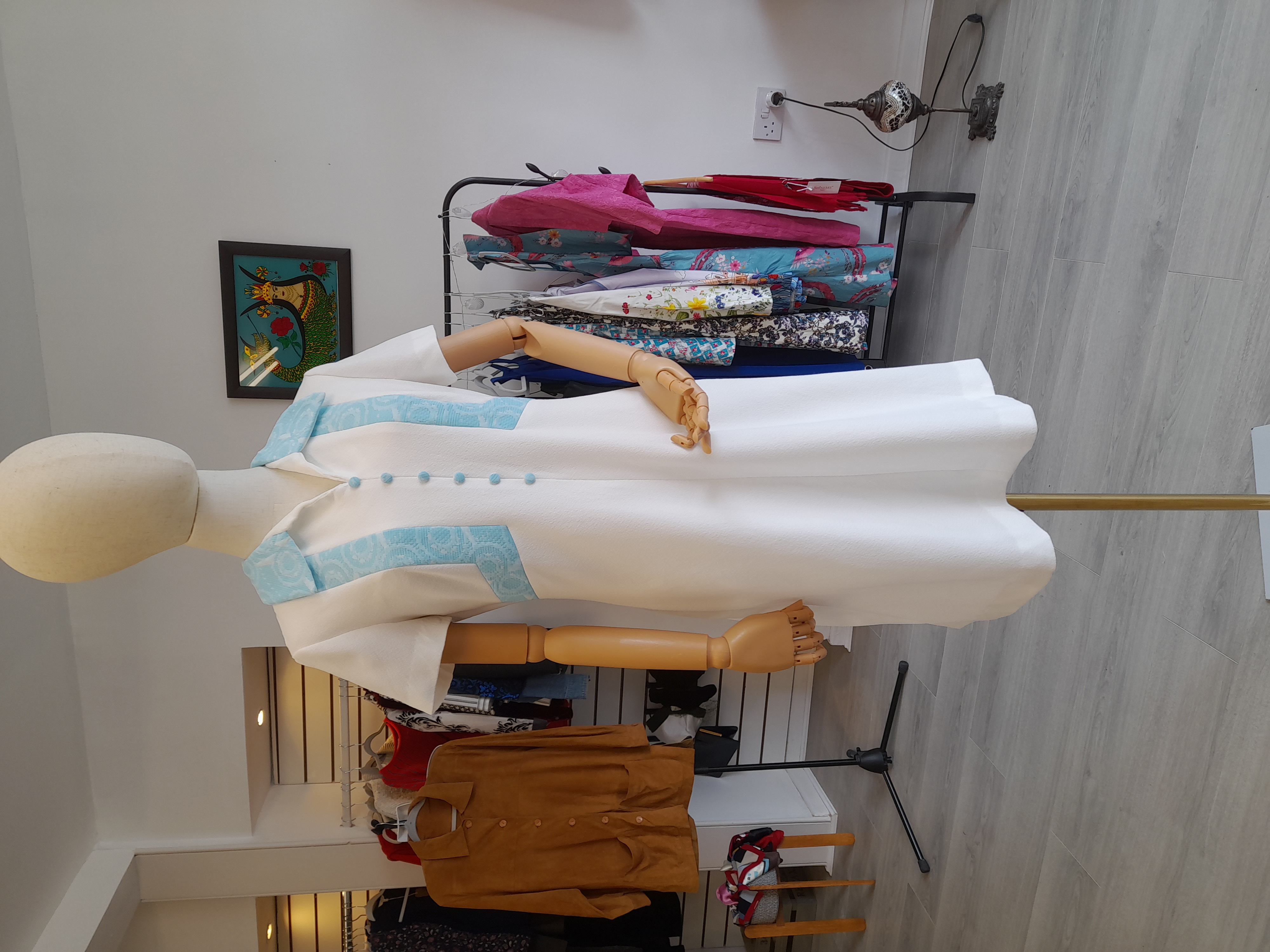60's Vintage White and Blue Dress