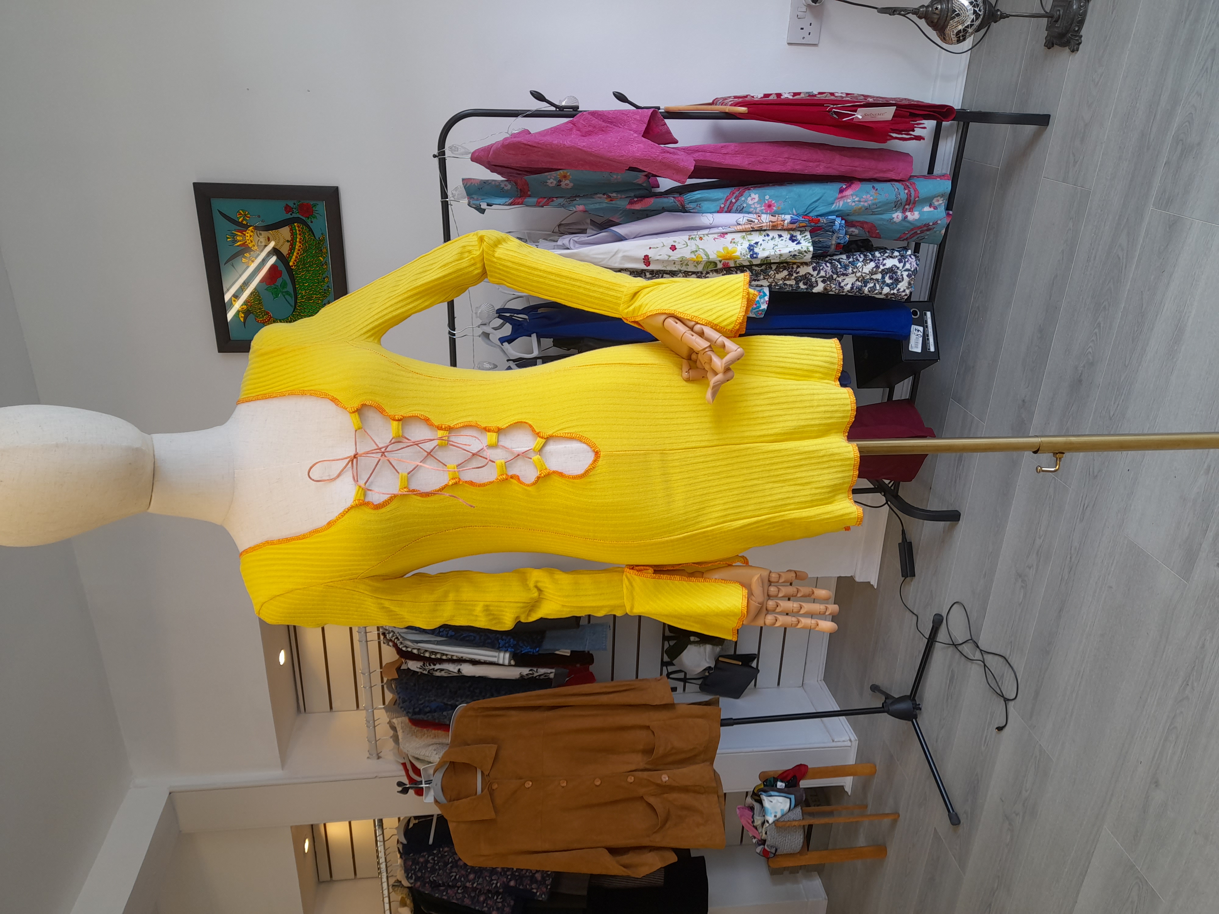 Bright Yellow mini summer dress, XXS