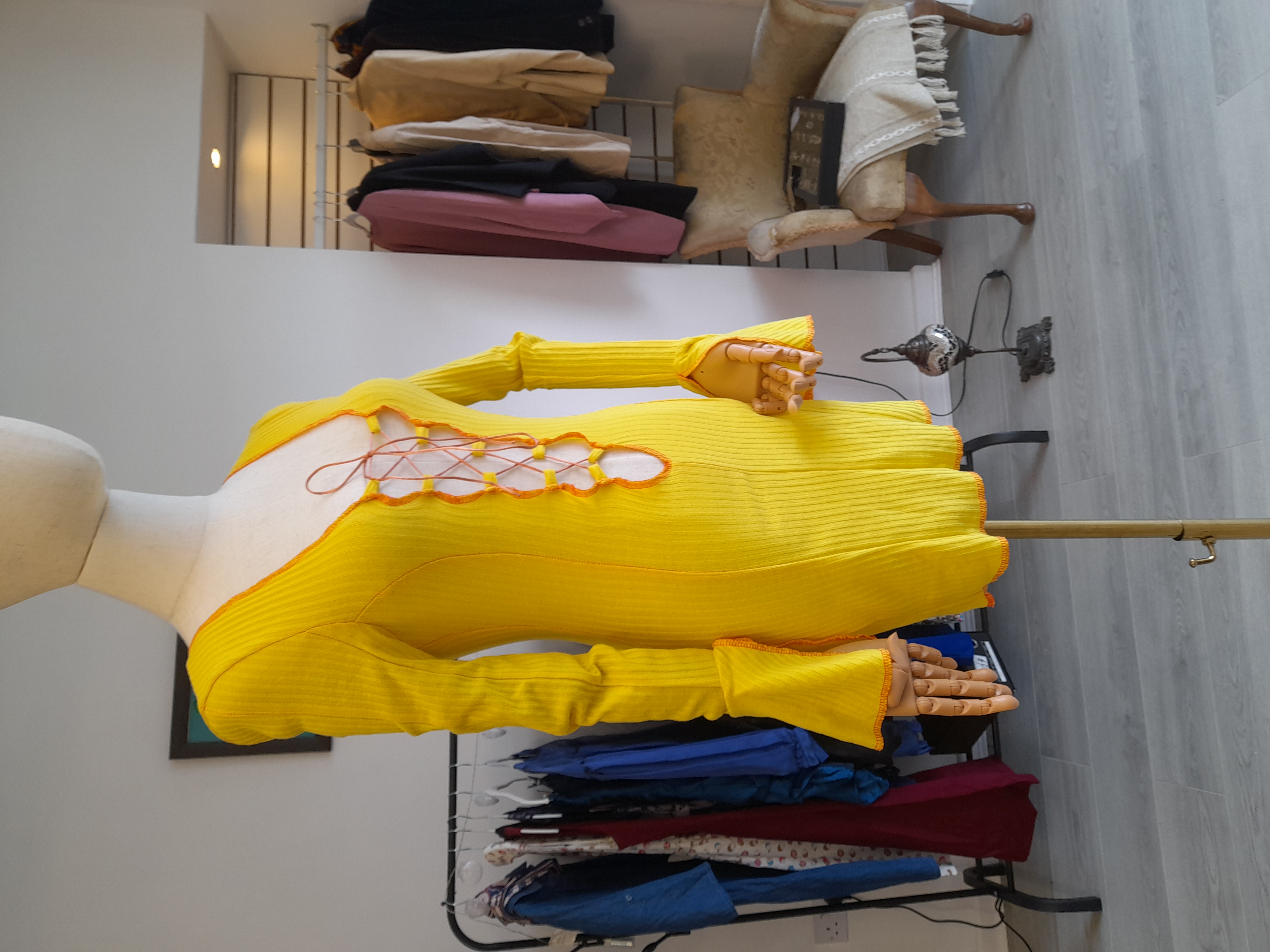 Bright Yellow mini summer dress, XXS