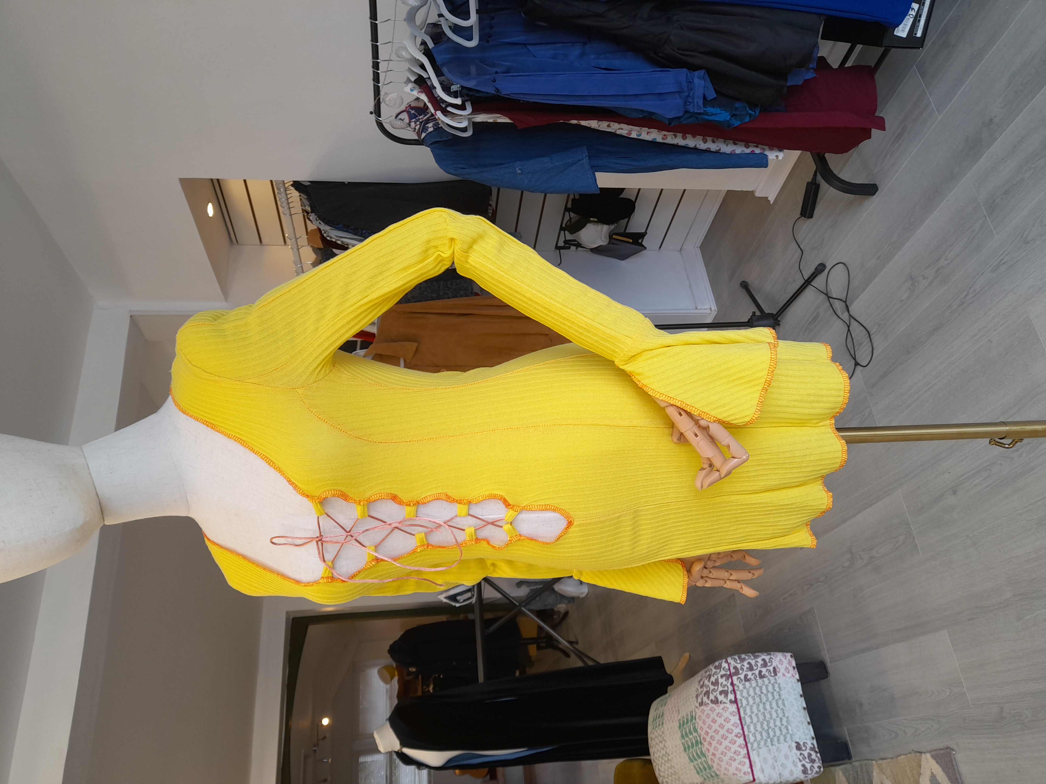 Bright Yellow mini summer dress, XXS