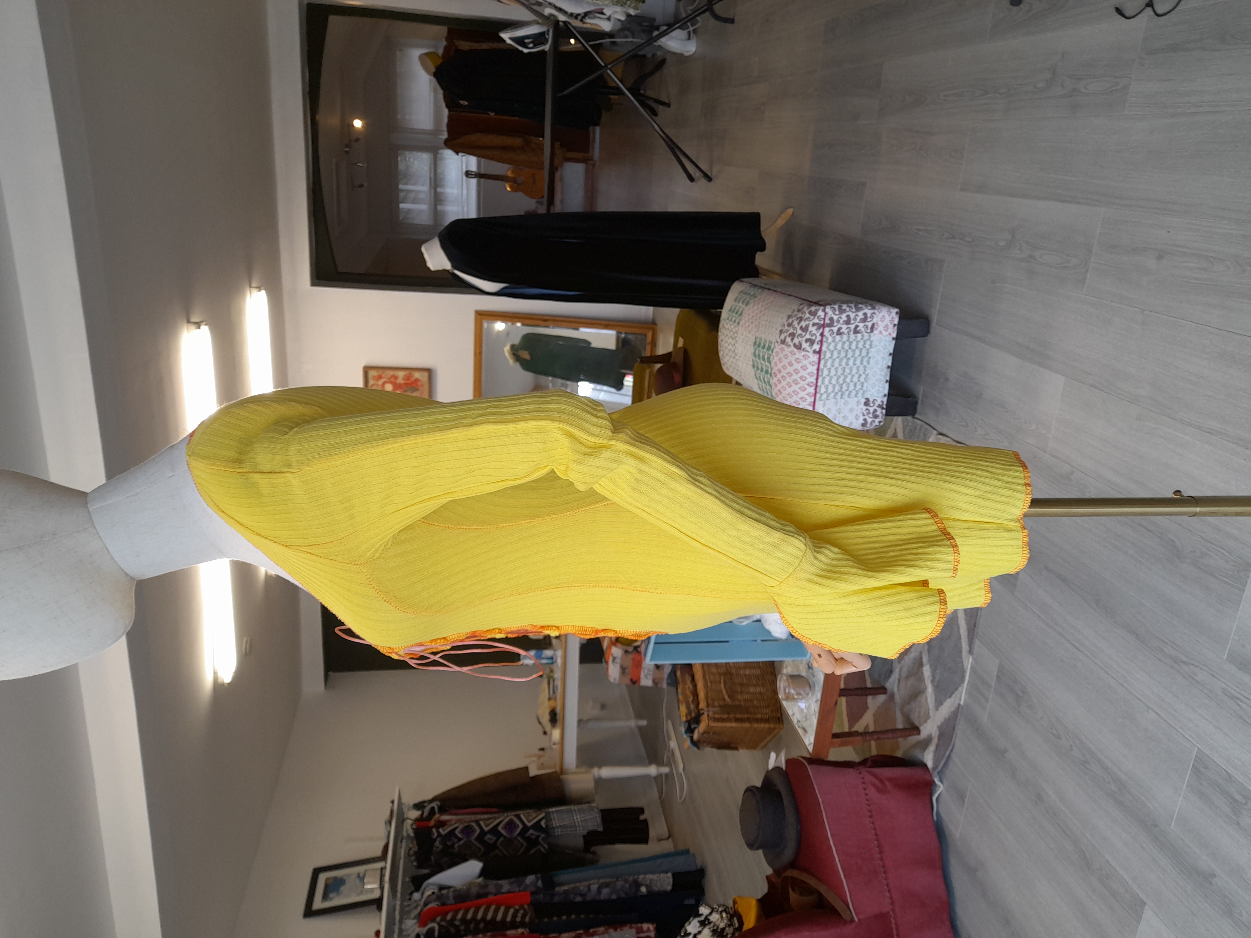 Bright Yellow mini summer dress, XXS