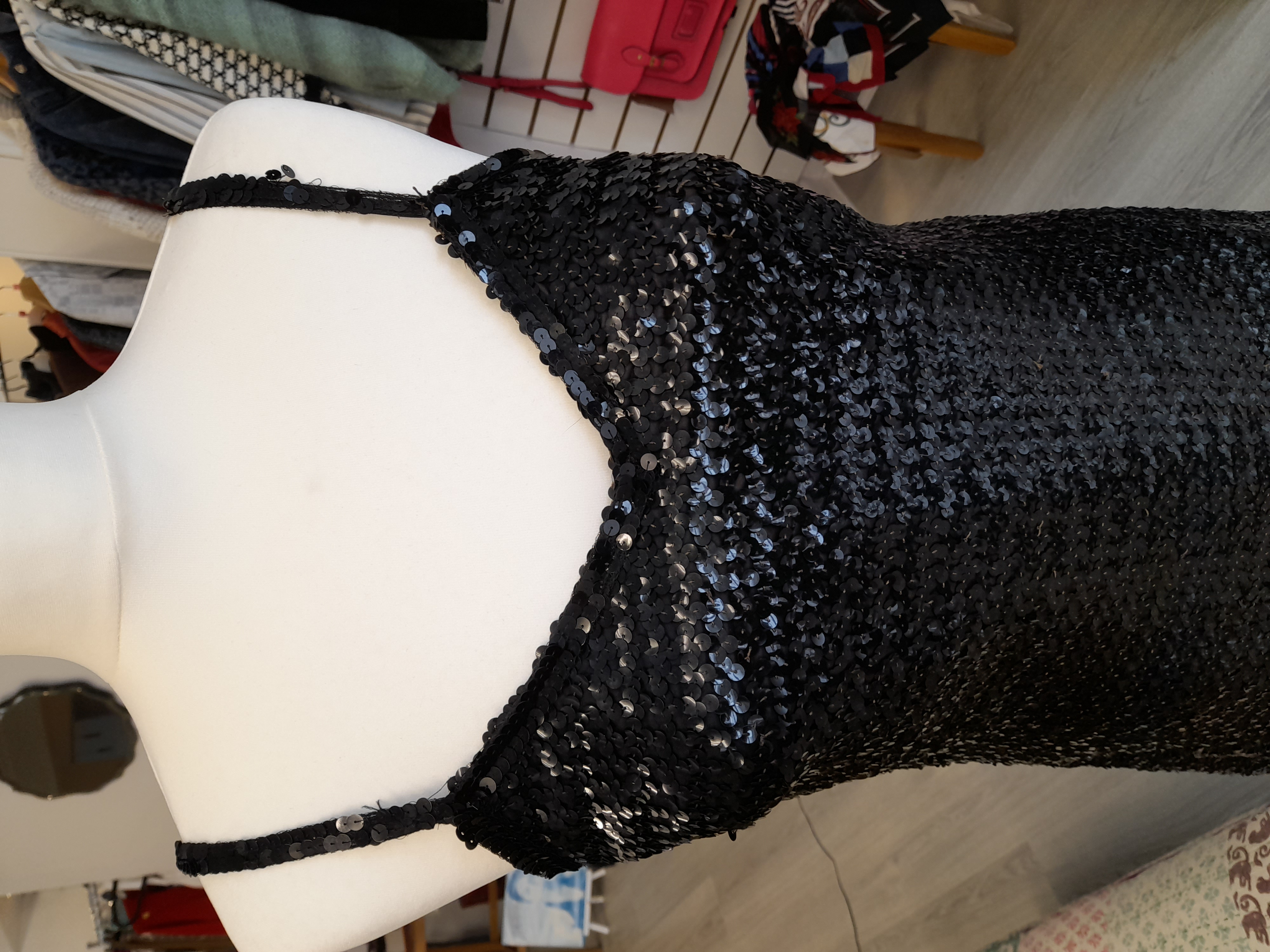 Vintage black sequined evening dress