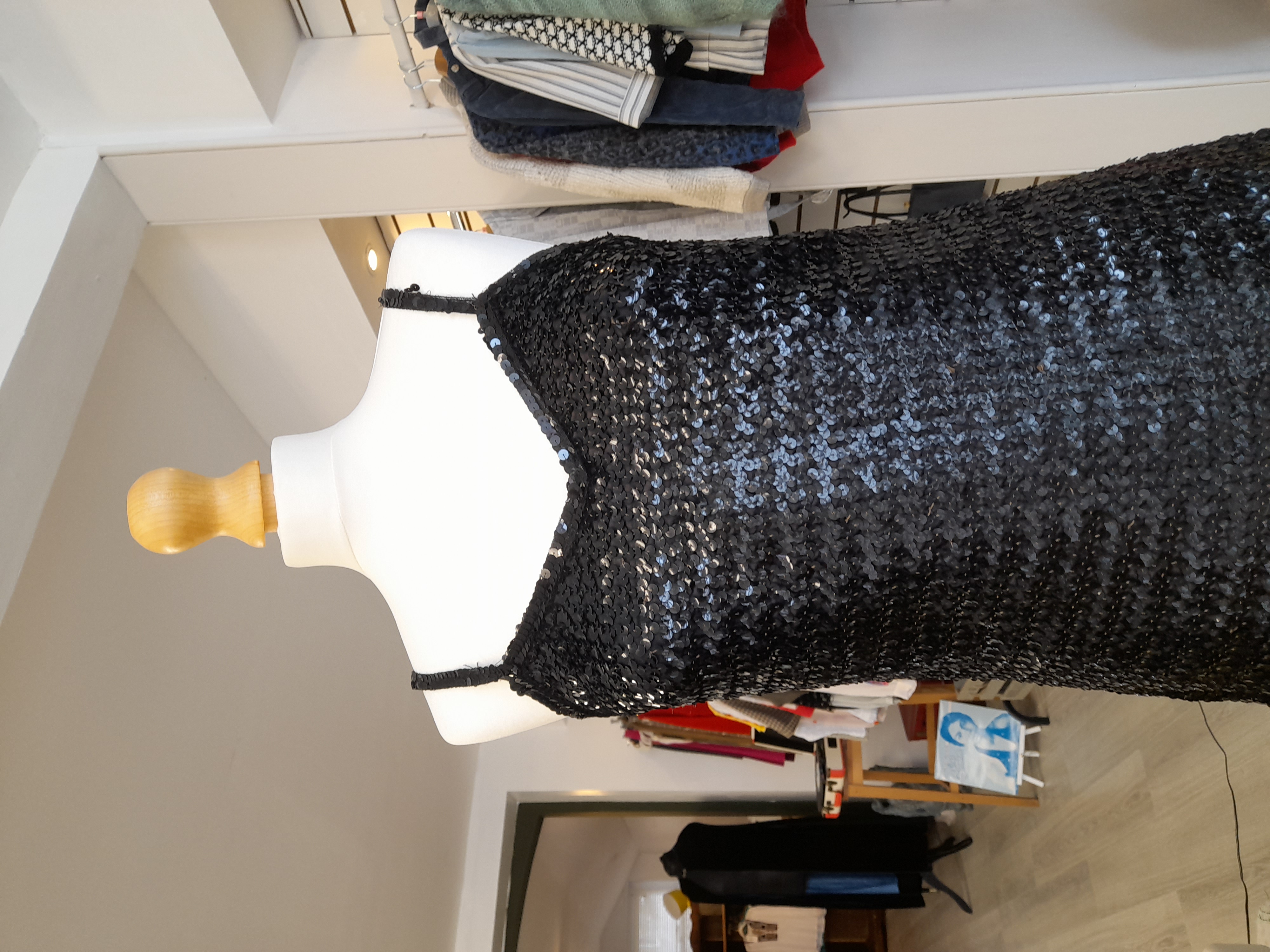 Vintage black sequined evening dress