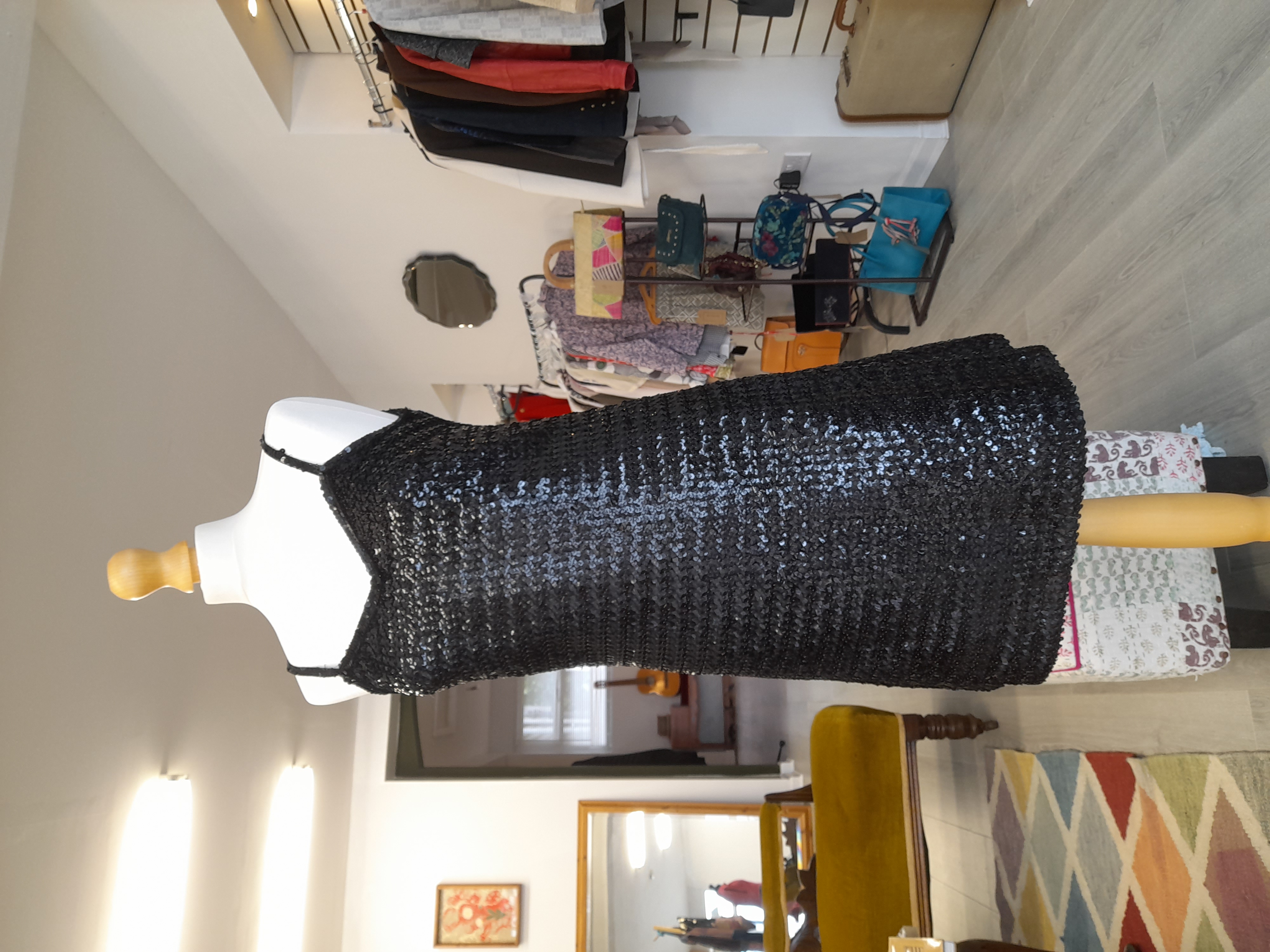 Vintage black sequined evening dress