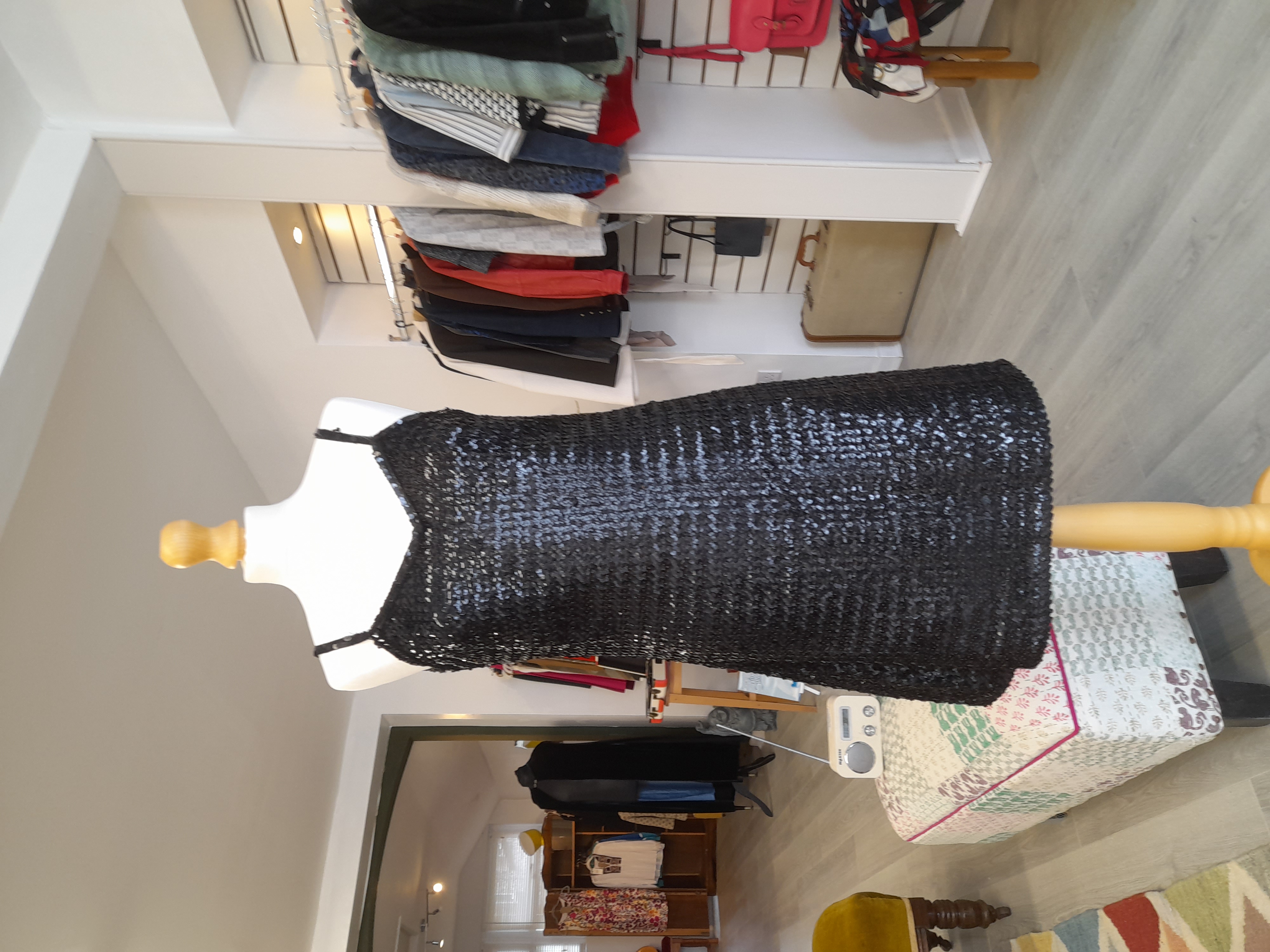 Vintage black sequined evening dress